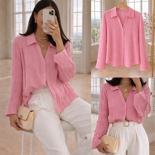 GELIA FIRFIR KUMAŞ GÖMLEK BLUZ