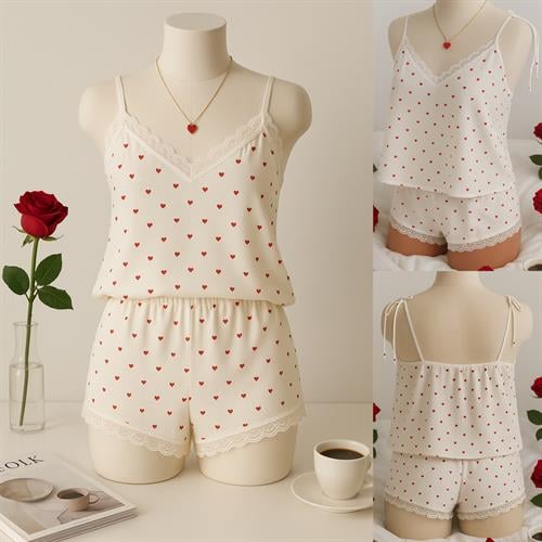 HEARTLOVE PAMUKSATEN ŞORTLU TAKIM