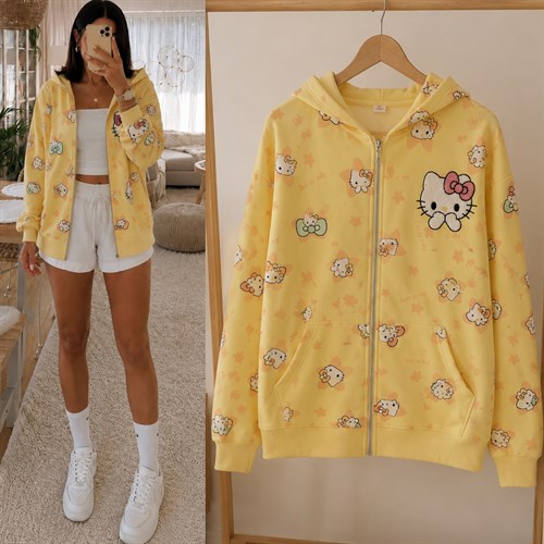 HELLOK BASKILI OVERSİZE SWEATSHIRT