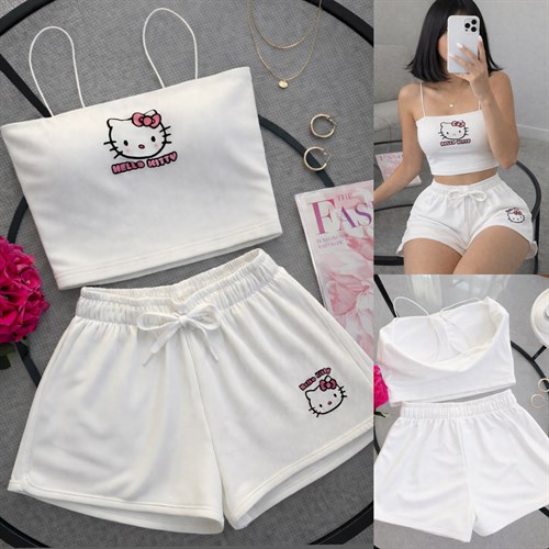 HELLOK GÖĞSÜ DOLGULU BUSTİYER ŞORT TAKIM