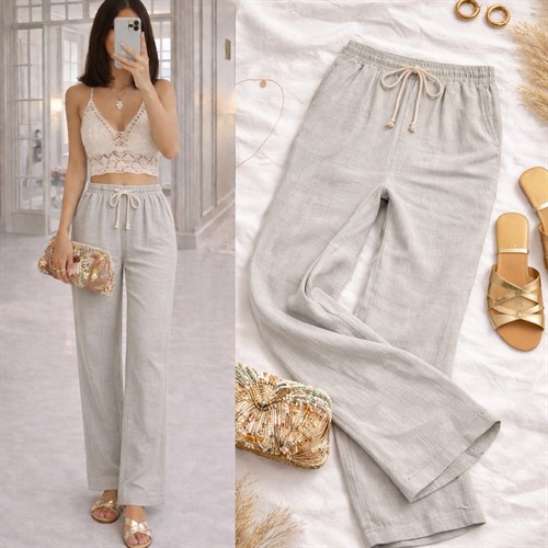 HILA MÜSLİN BAĞCIKLI PANTOLON