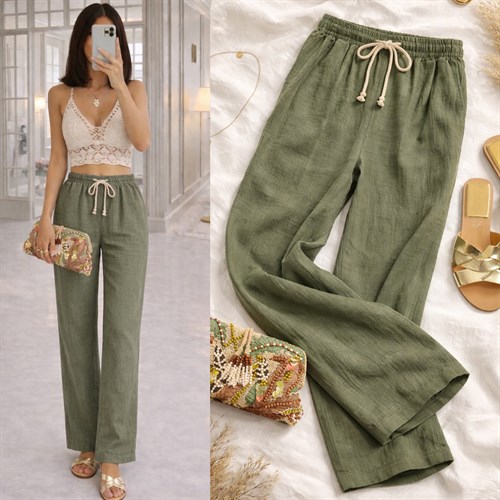 HILA MÜSLİN BAĞCIKLI PANTOLON