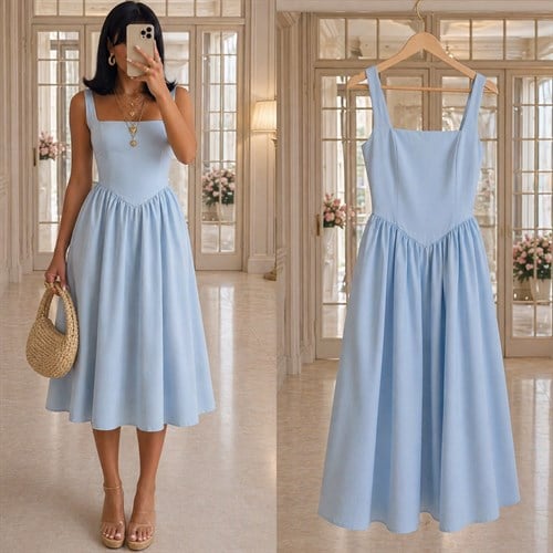 KLERA DOKUMA GİPELİ ELBİSE 