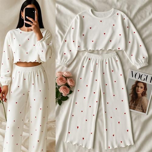 LOVEME FİTİLLİ PAMUKLU PİJAMA TAKIMI