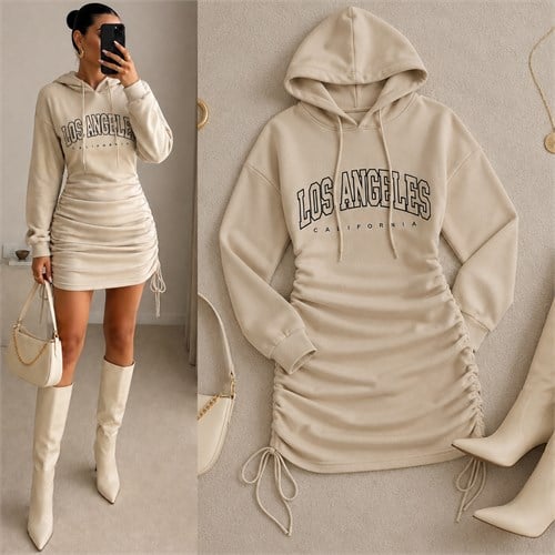 LYA YUMUŞAK DOKULU İÇİ ŞARDONLU SWEAT ELBİSE