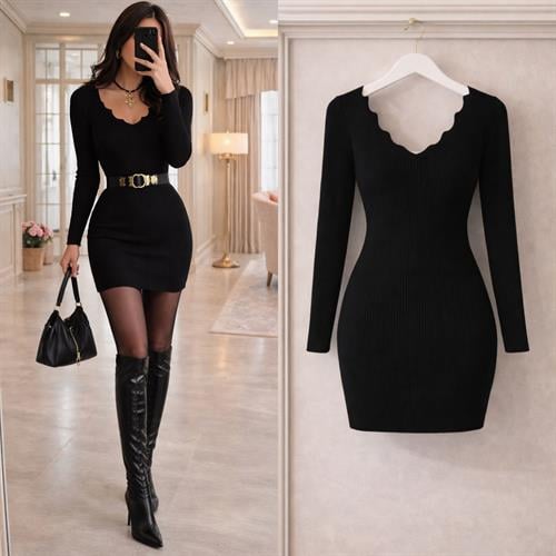 OSSE V ZİGZAG YAKA ELBİSE