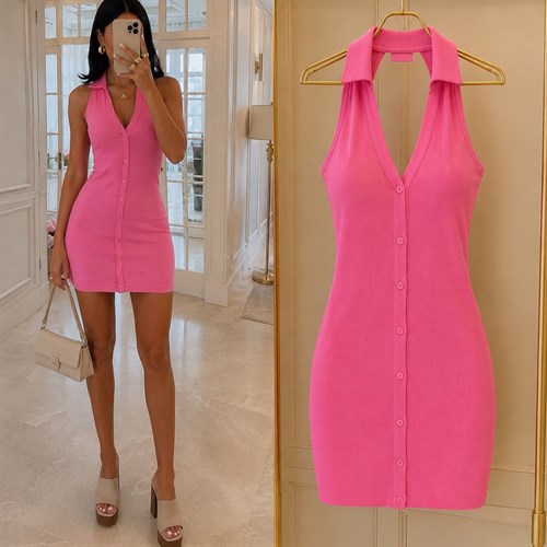 PLO FİTİLLİ ESNEK POLO YAKA ELBİSE