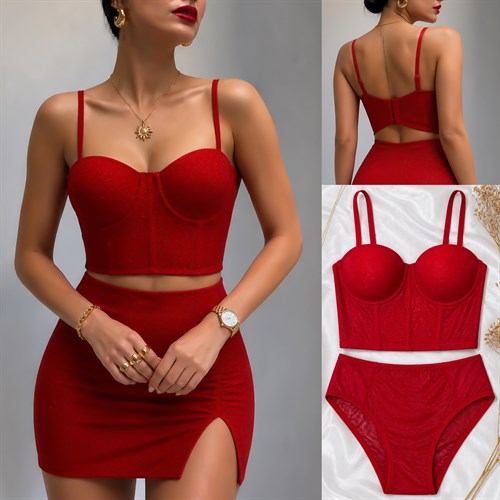 RIDNA IŞILTILI PUSH UP DOLGULU BUSTİYER ALT TAKIM
