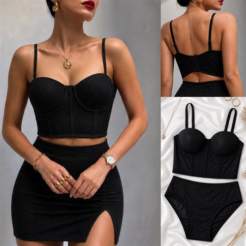 RIDNA IŞILTILI PUSH UP DOLGULU BUSTİYER ALT TAKIM 