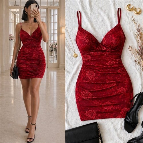 ROSELY GÖĞSÜ DOLGULU ESNEK ELBİSE