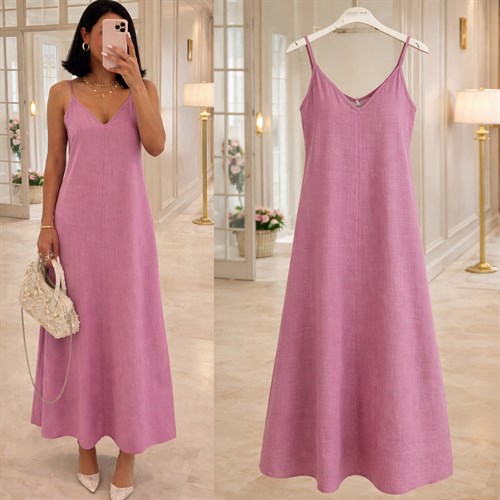 SUZI KETEN AYARLANABİLİR ASKILI ELBİSE