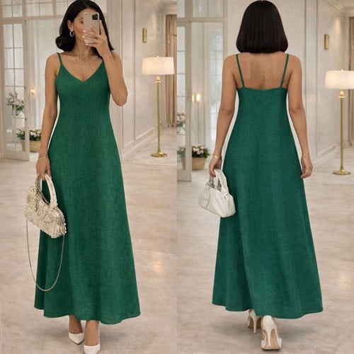 SUZI KETEN AYARLANABİLİR ASKILI ELBİSE