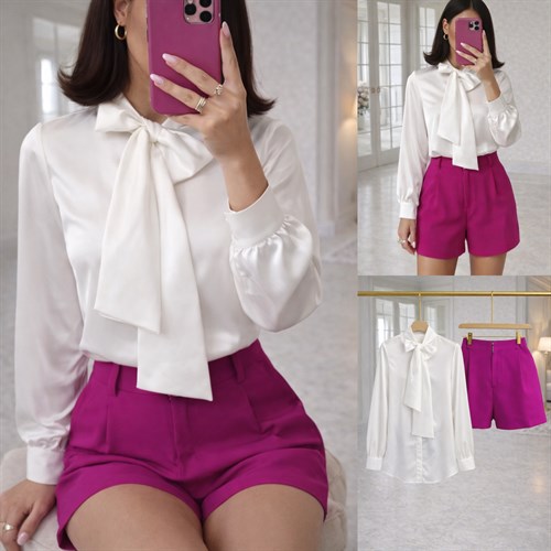 TIJA SATEN BAĞLAMALI GÖMLEK