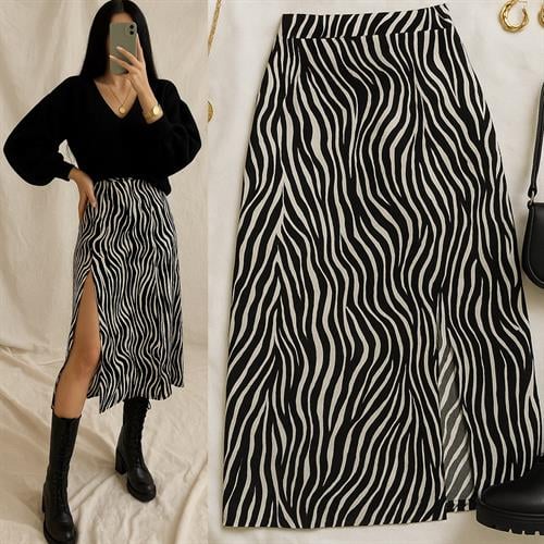 ZEBRA DESENLİ ÖRME SÜET ETEK 