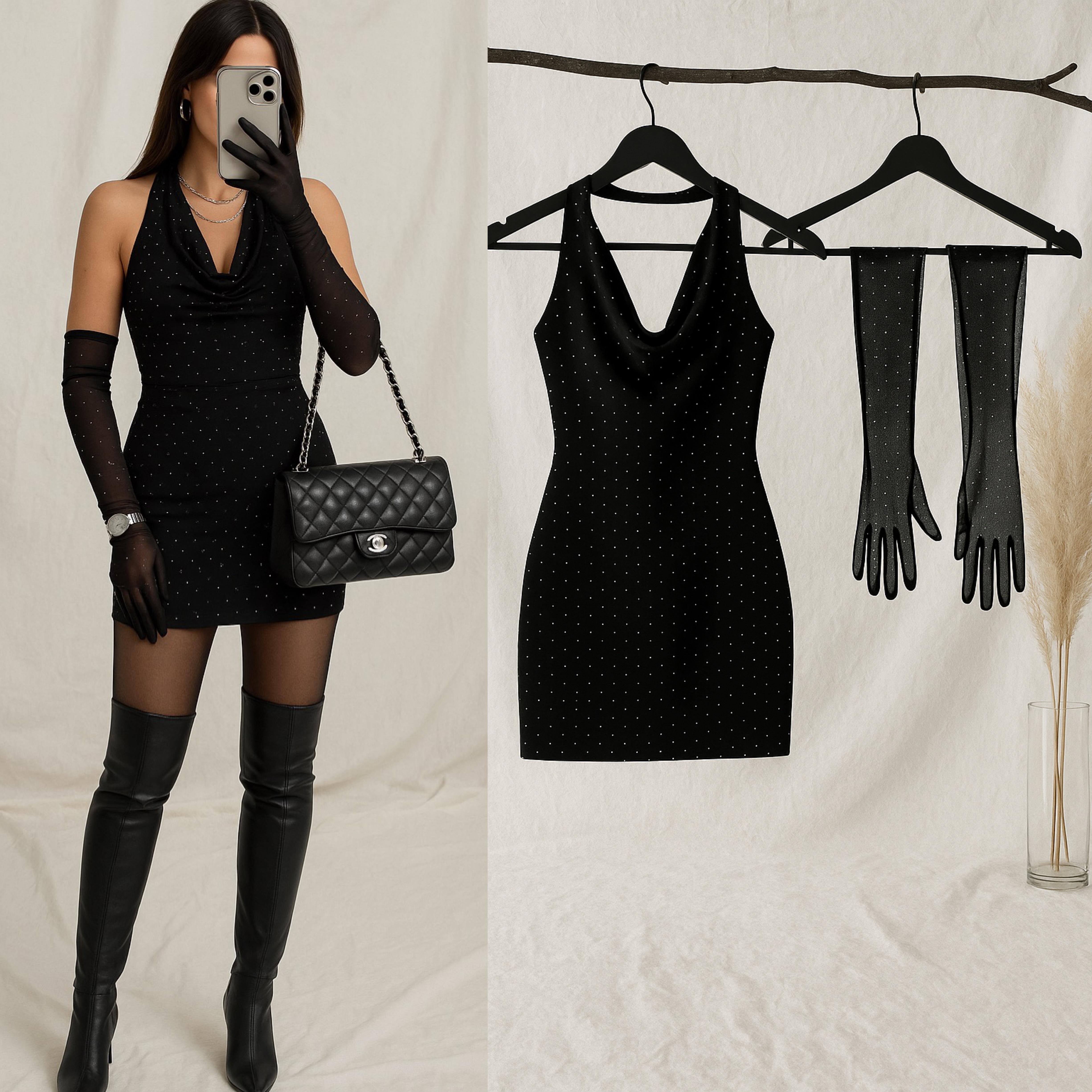  DINA TAŞLI ELDİVENLİ DEGAJE ELBİSE