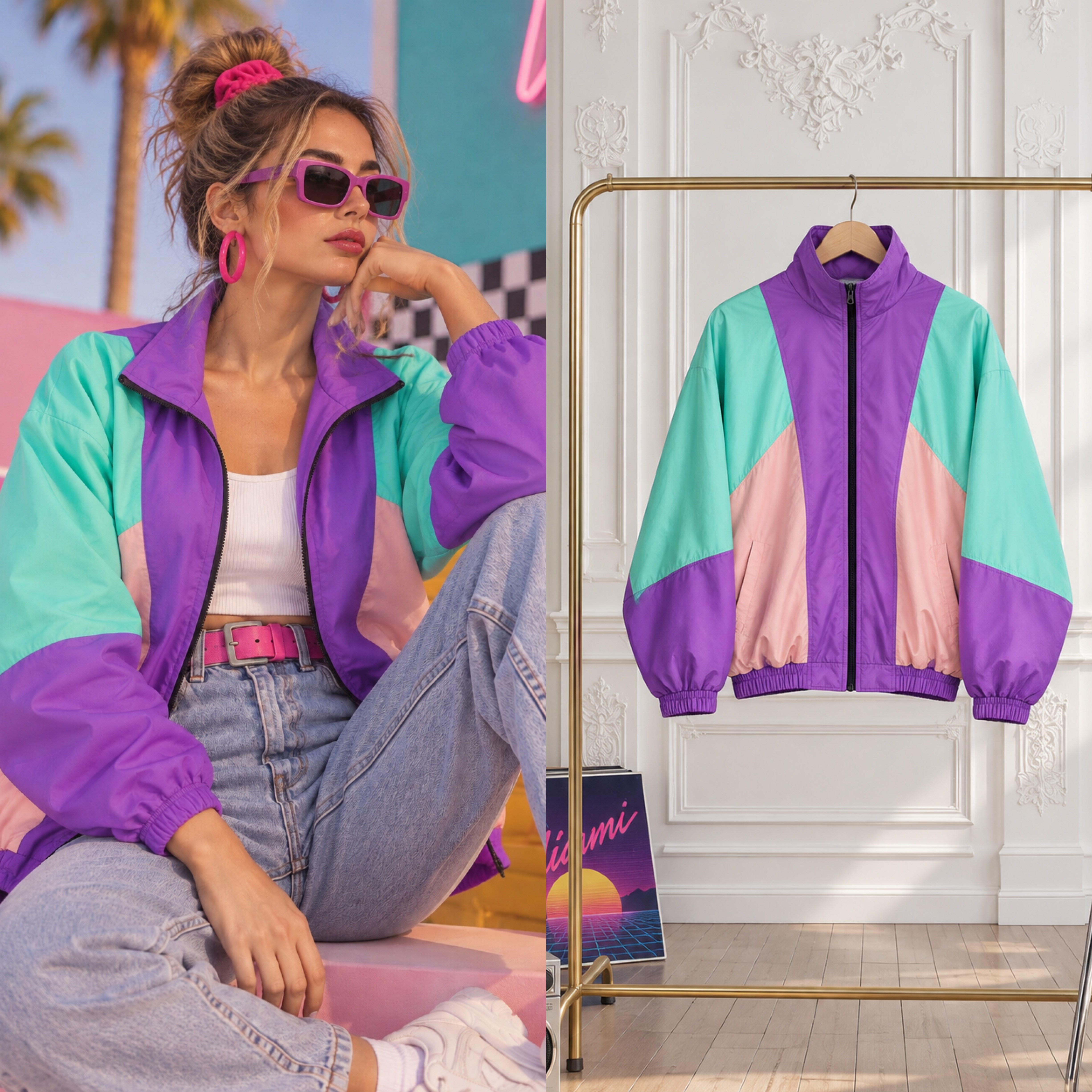 80'S VİNTAGE ŞERİTLİ MONT YAĞMURLUK