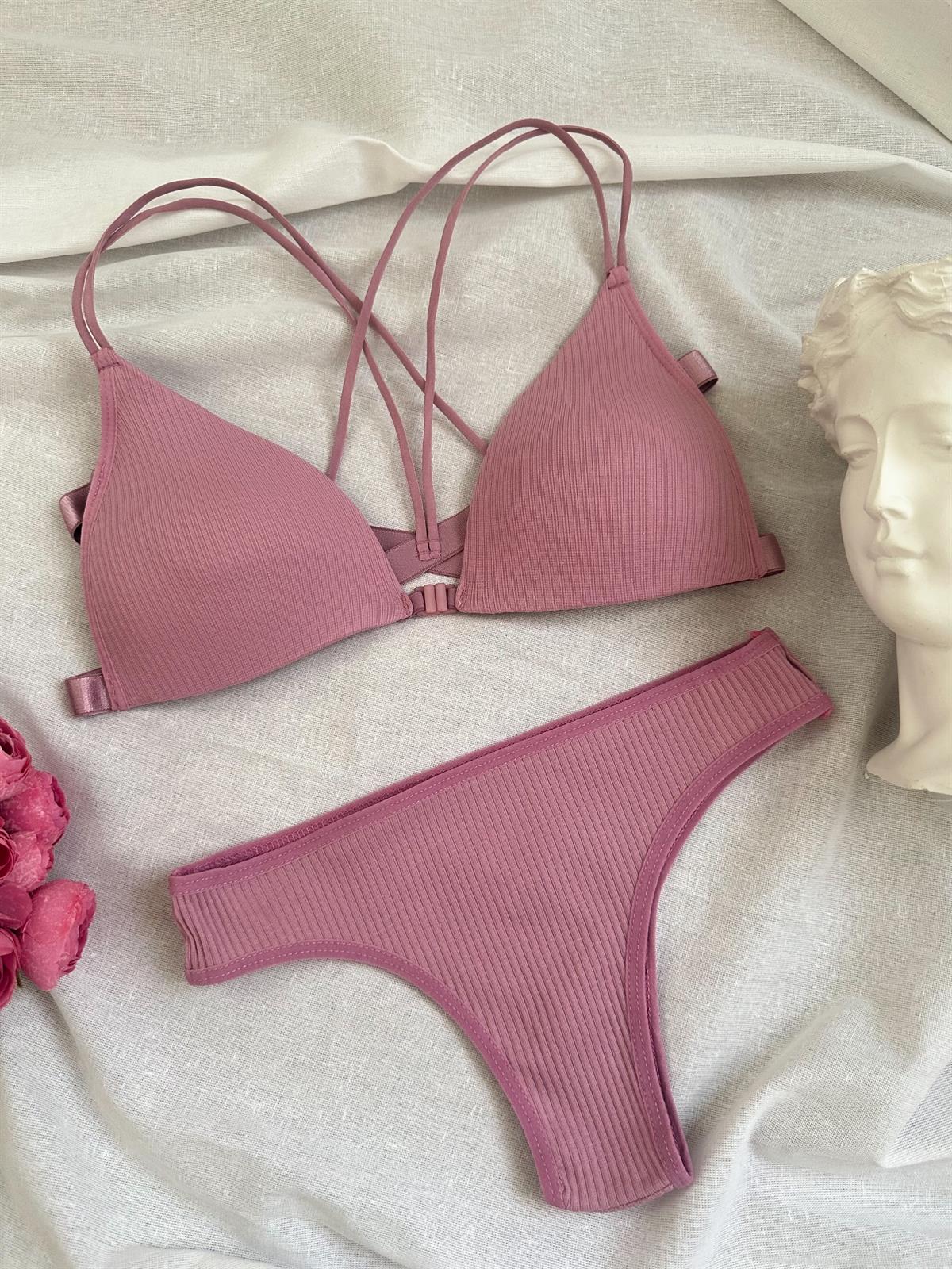 ADRIANA PUSH UP DOLGULU  İÇ ÇAMAŞIRI TAKIM GÜL KURUSU