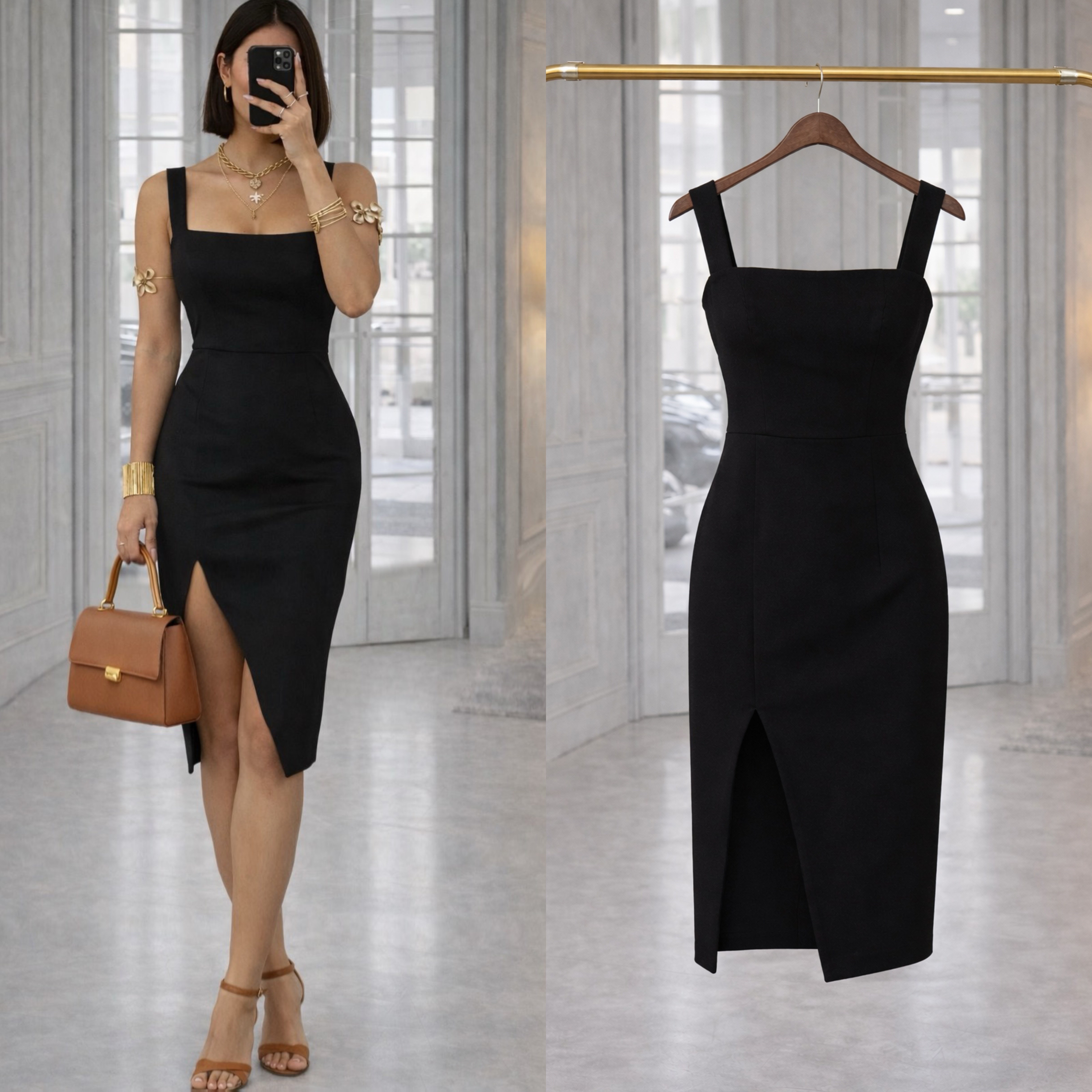 ALDHA TOPARLAYICI ESNEK YIRTMAÇLI ELBİSE