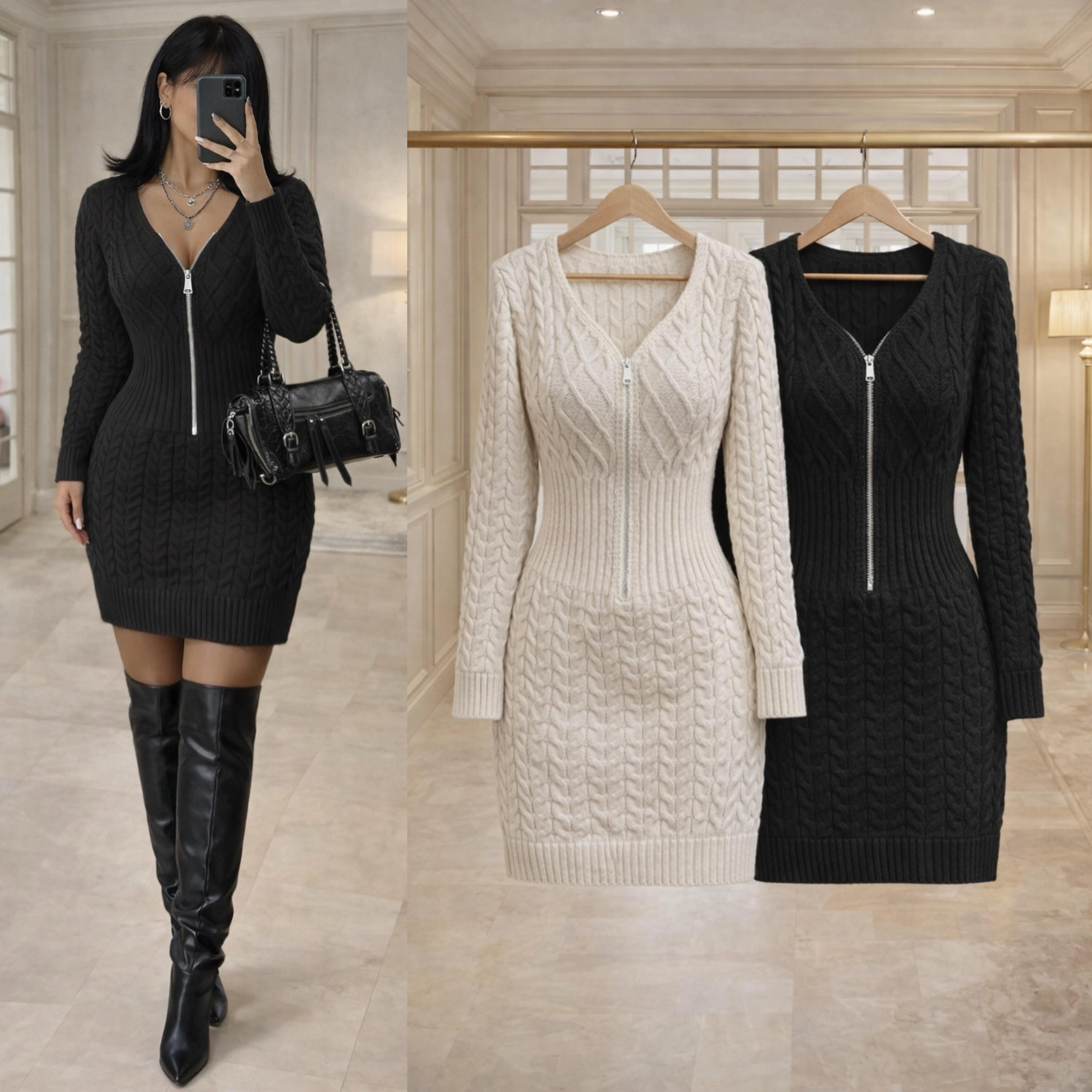 ALENNA FERMUARLI TRİKO ELBİSE