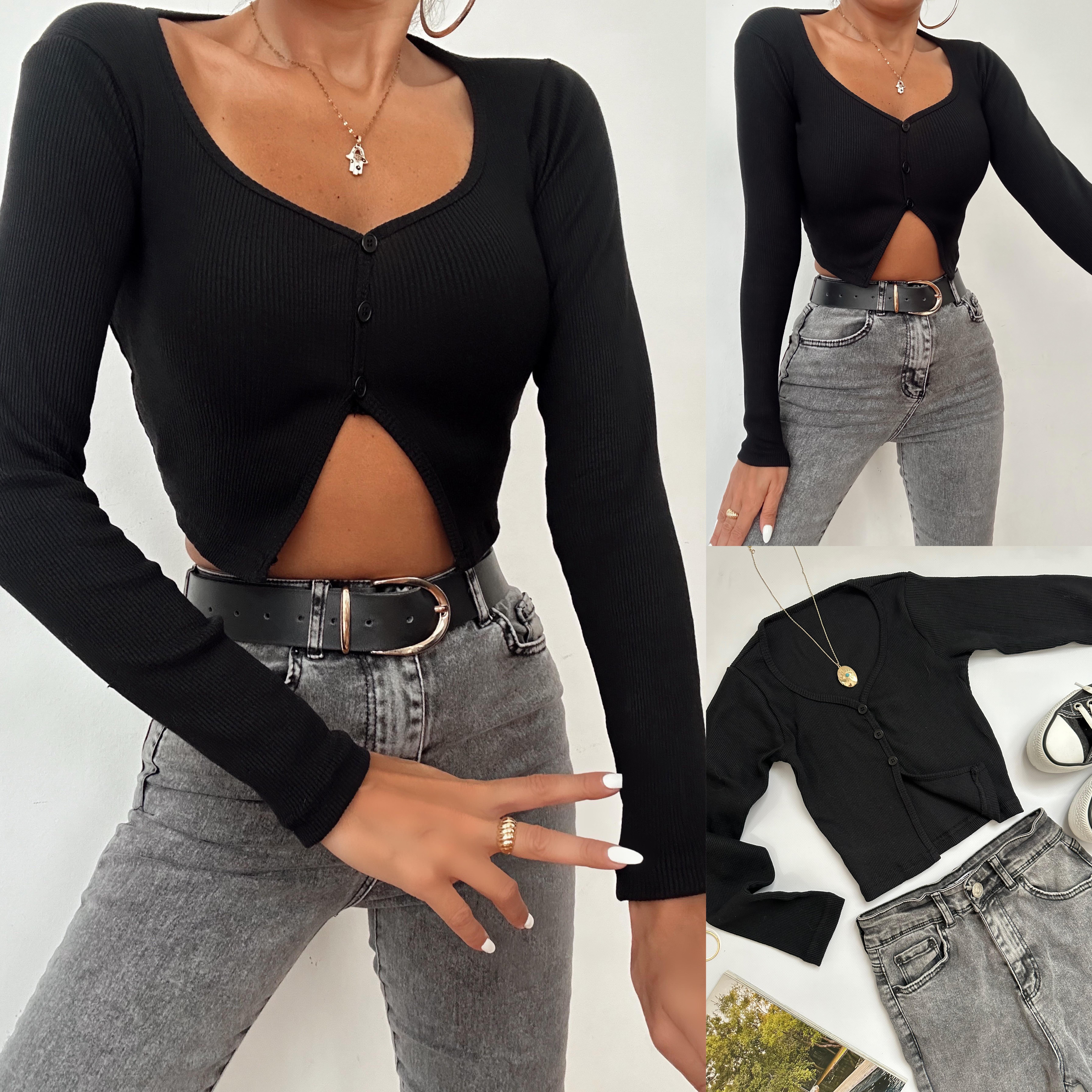 ALINA DÜĞMELİ HIRKA BLUZ