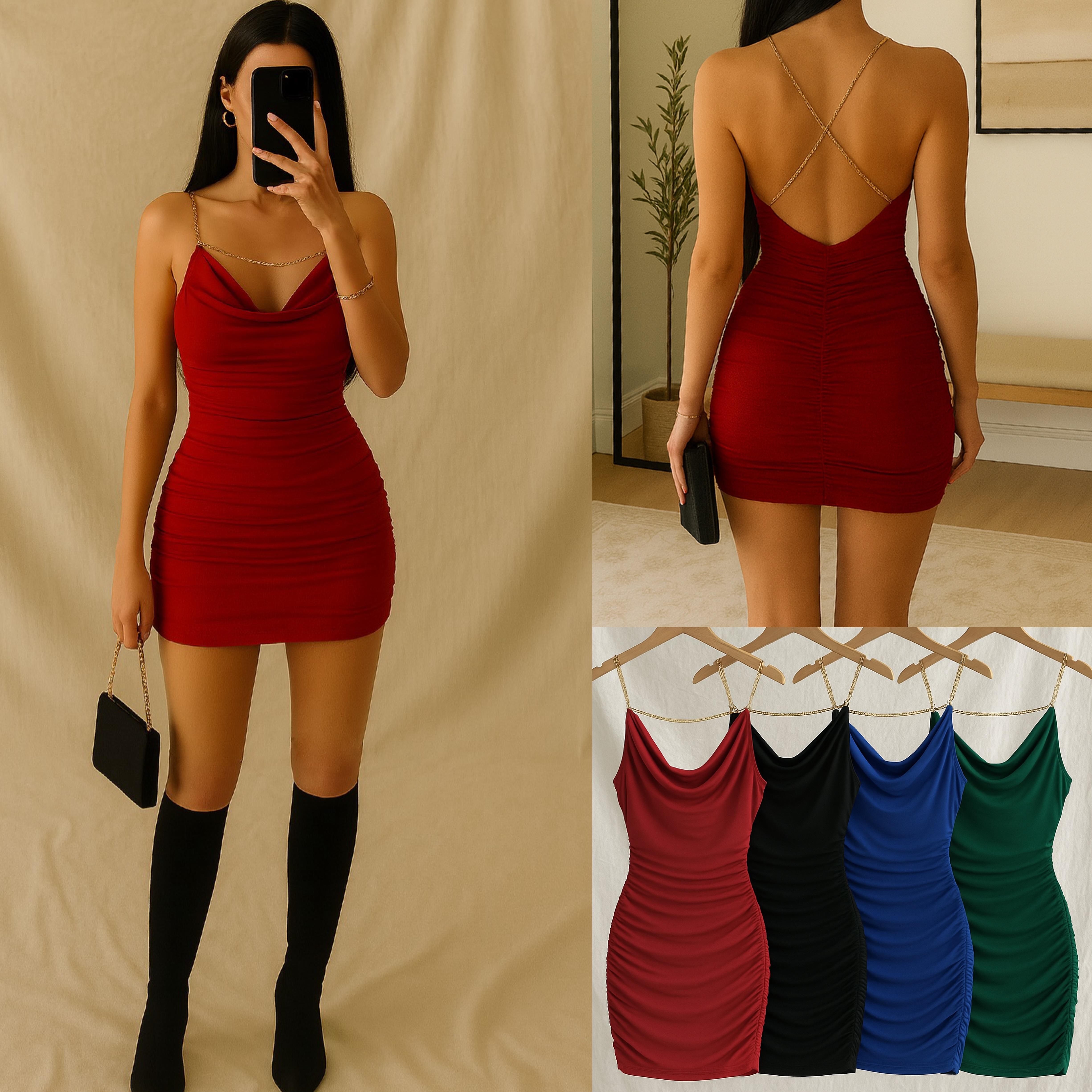 ANABELLE ÇIKARILABİLİR ZİNCİR ASKILI ELBİSE