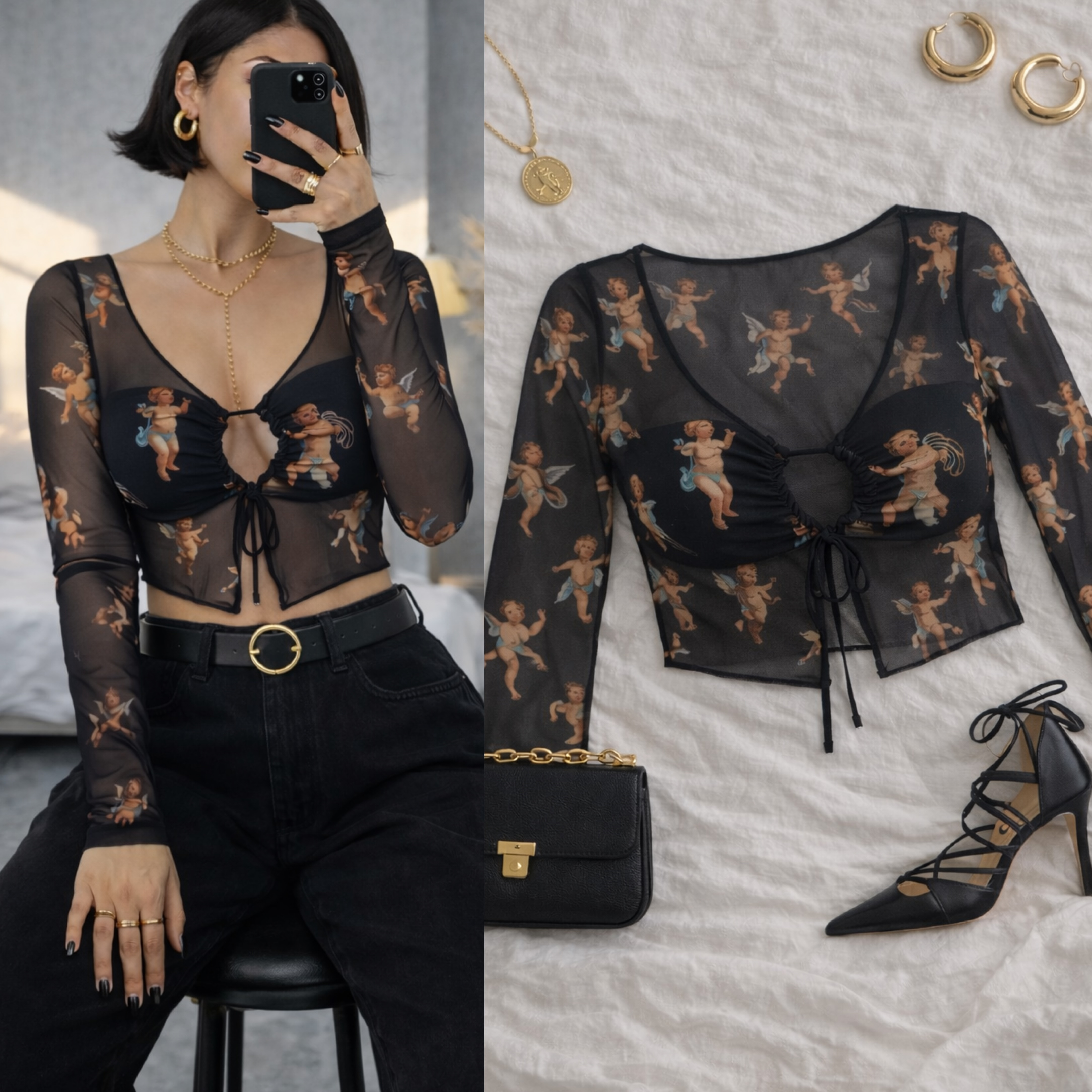 ANGELM GÖĞÜS ASTARLI TÜL BLUZ