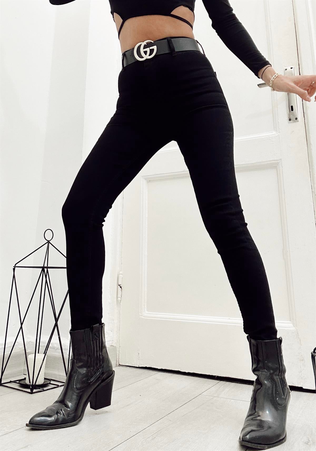 BLACK SKINNY FIT PUSH UP TOPARLAYICI JEAN 