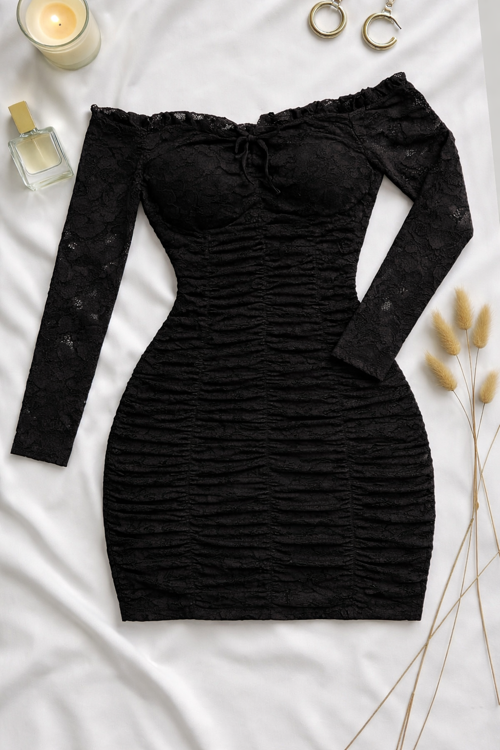 BLACKLACE ESNEK TÜL ELBİSE(DOLGUSUZ)