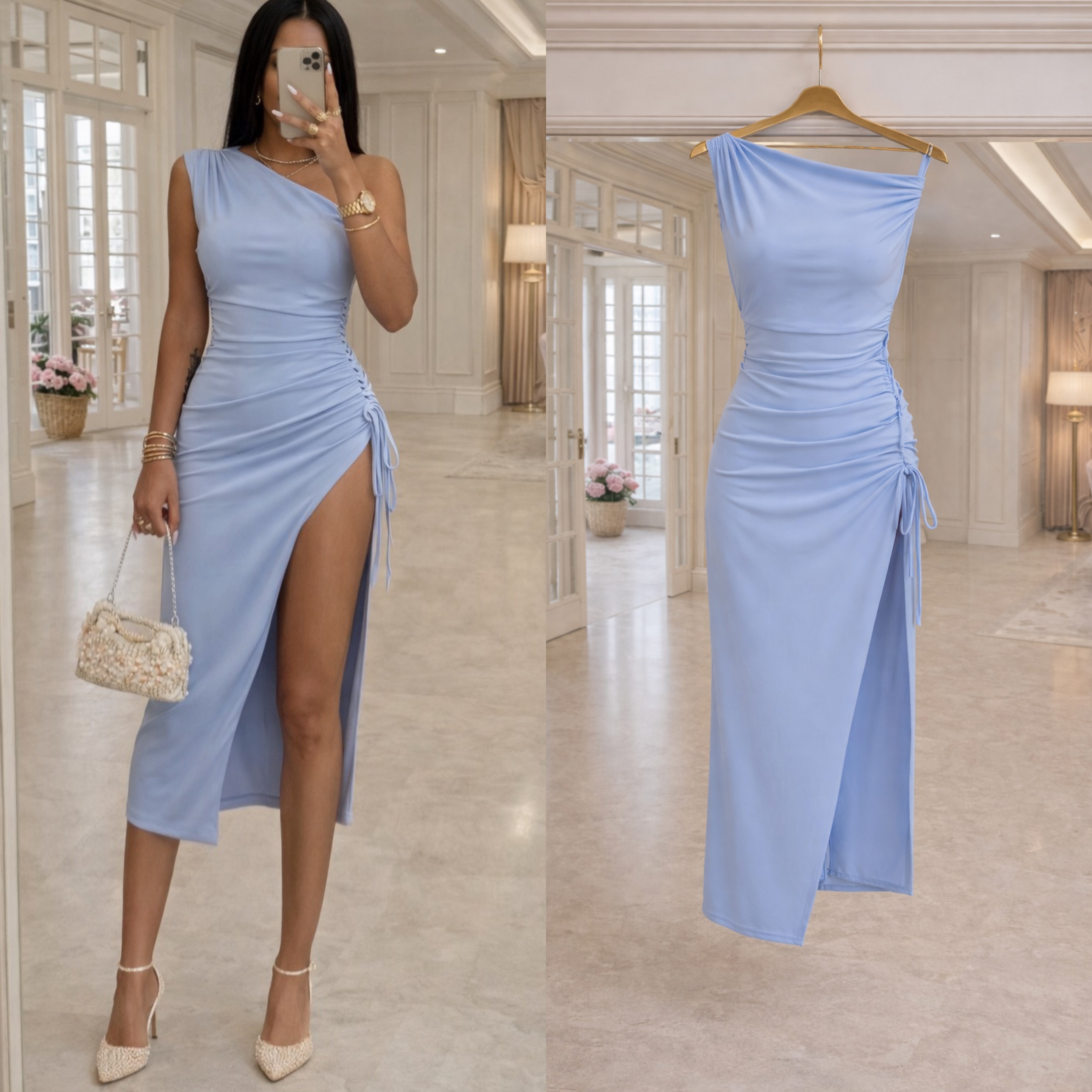 BLIN AYARLANABİLİR BÜZGÜLÜ SANDY ELBİSE