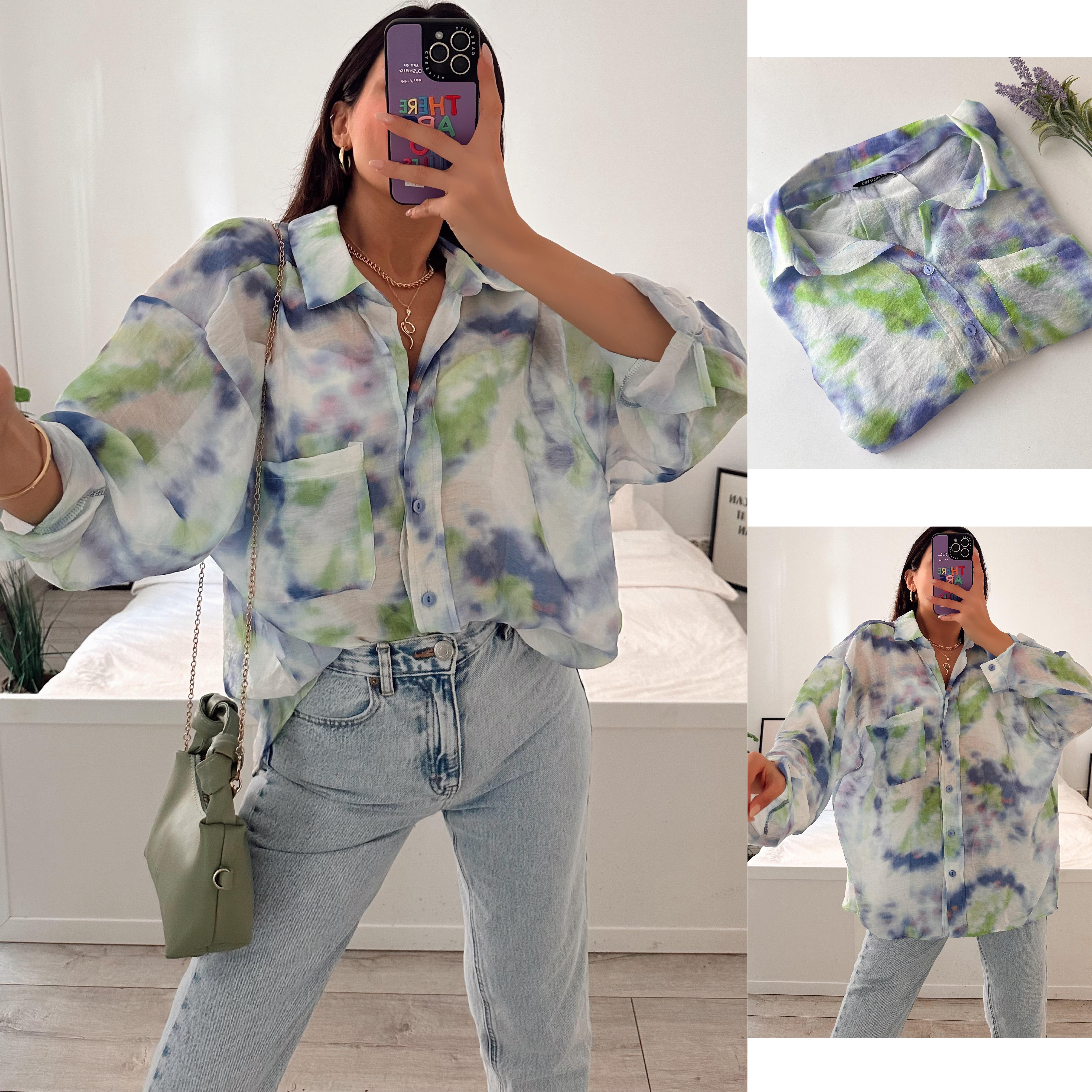 BOLEIGN FLORAL DESENLİ TENSEL GÖMLEK MAVİ