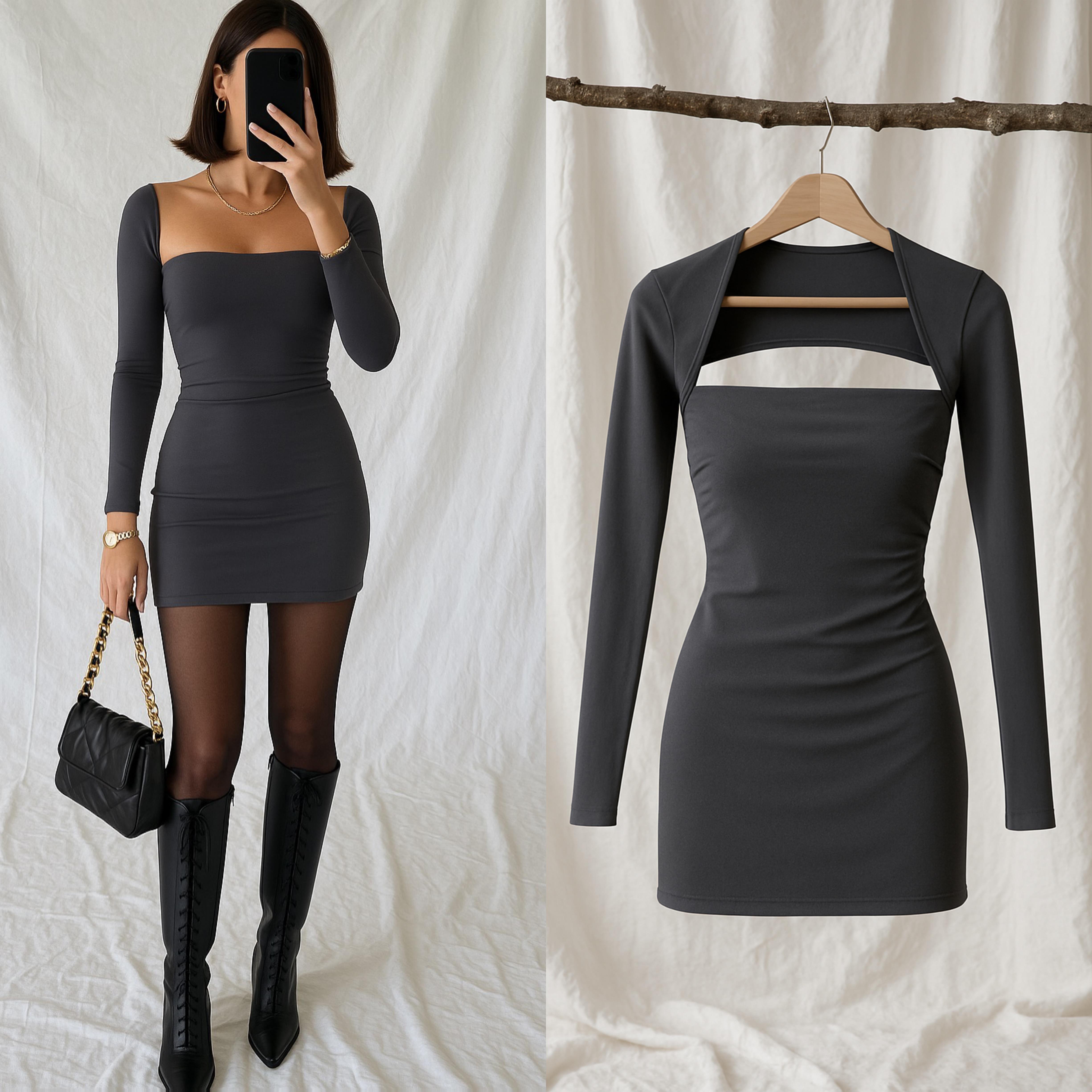 BOLINA SANDY BOLEROLU ELBİSE ANTRASİT