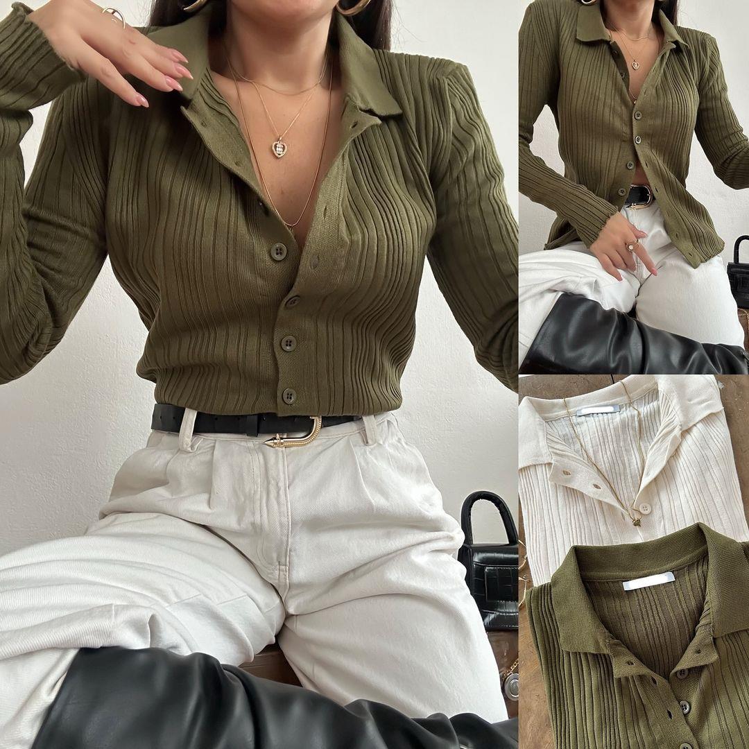 BONITA DÜĞMELİ TRİKO HIRKA HAKİ