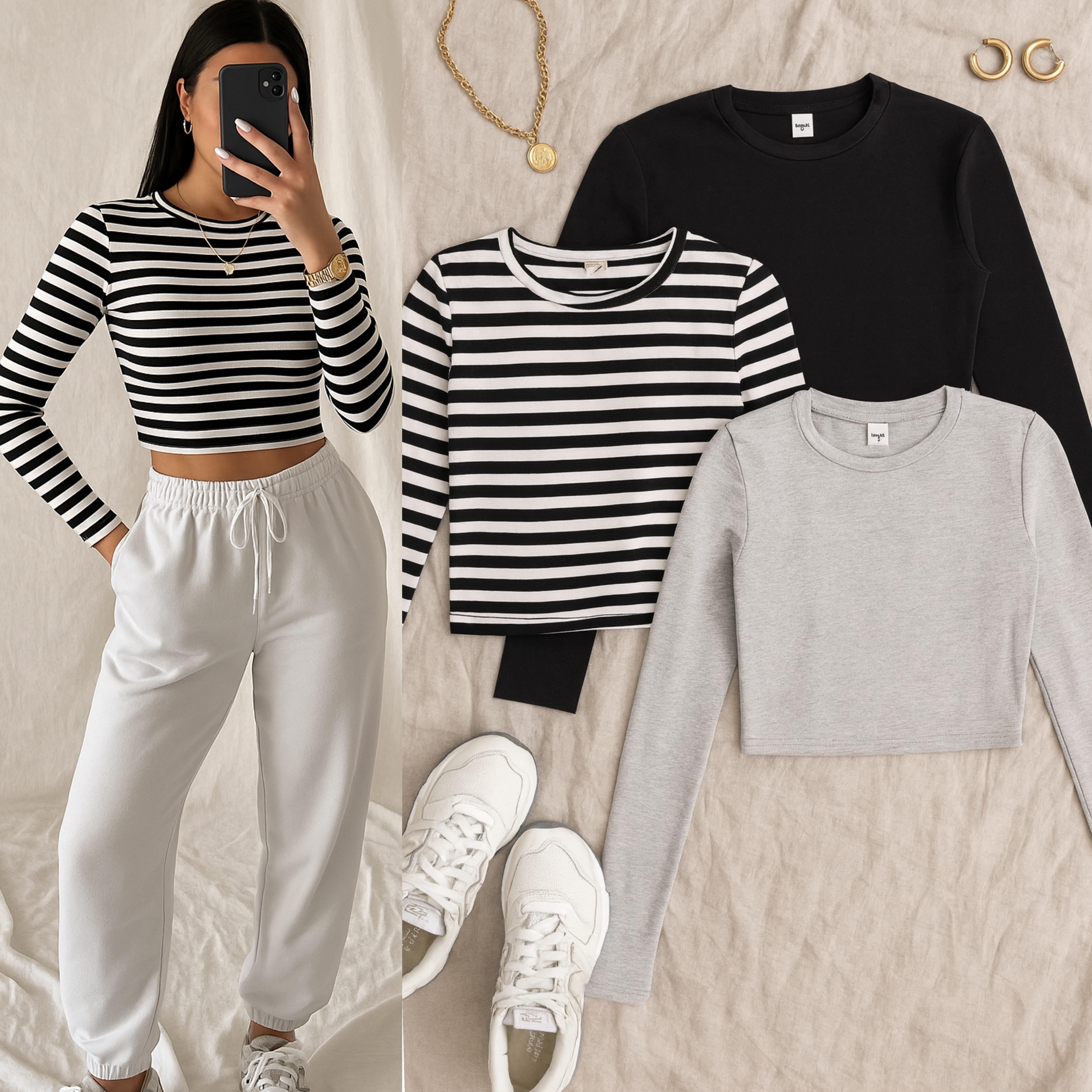 BSK FİTİLLİ BİSİKLET YAKA CROP BLUZ