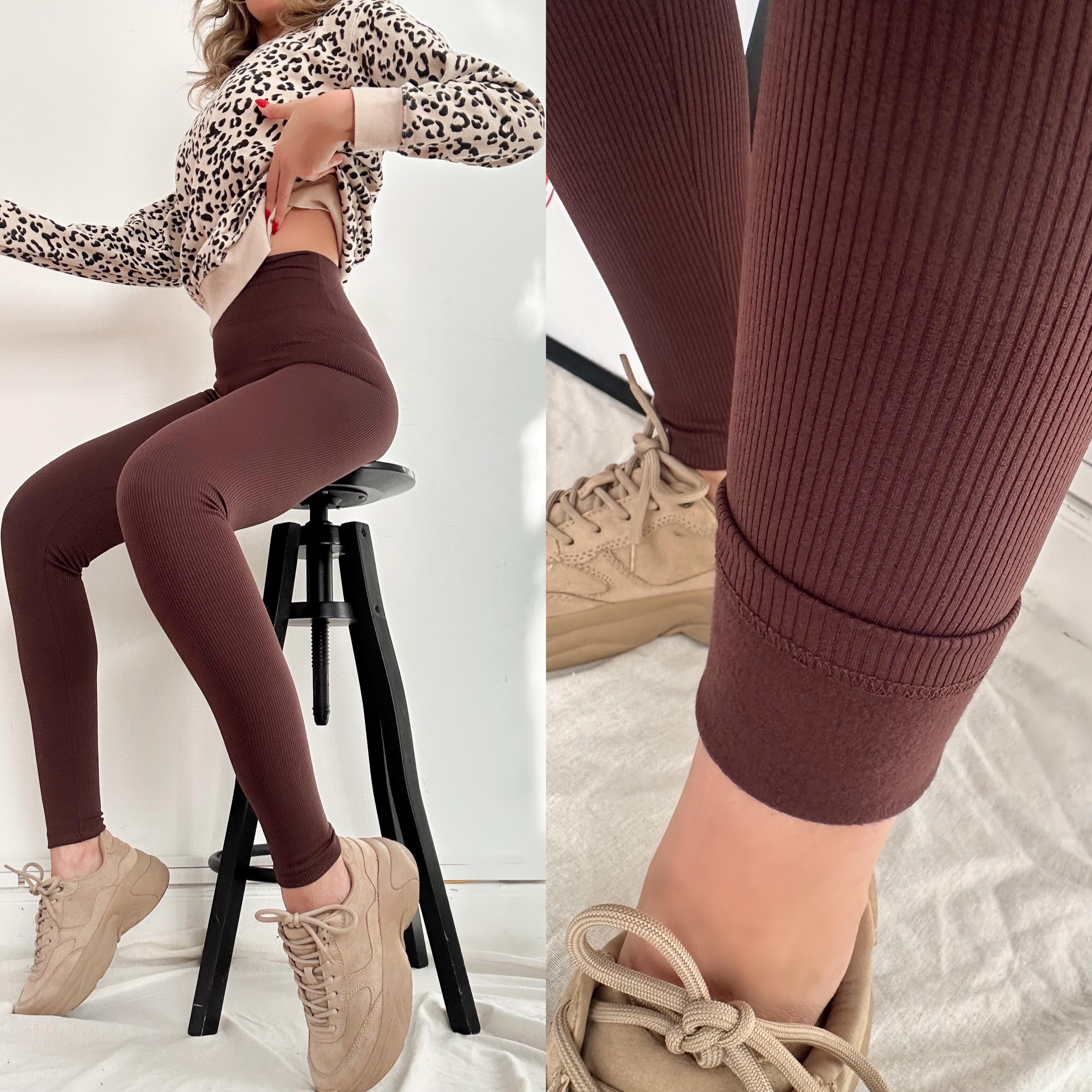 BSK İÇİ ŞARDONLU SEAMLESS TAYT KAHVE