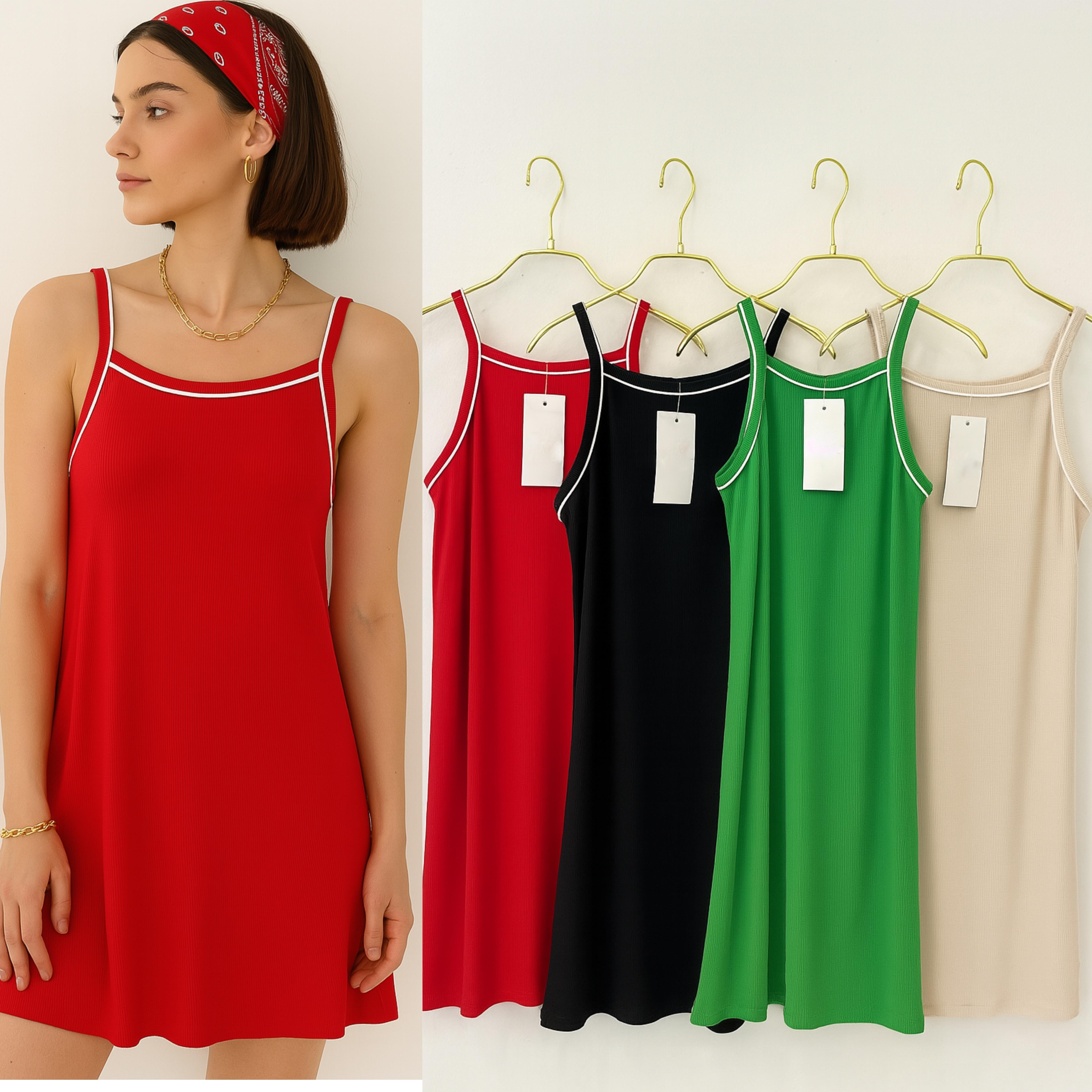 BSK ORİJİNAL MARKA ŞERİT DETAYLI ELBİSE