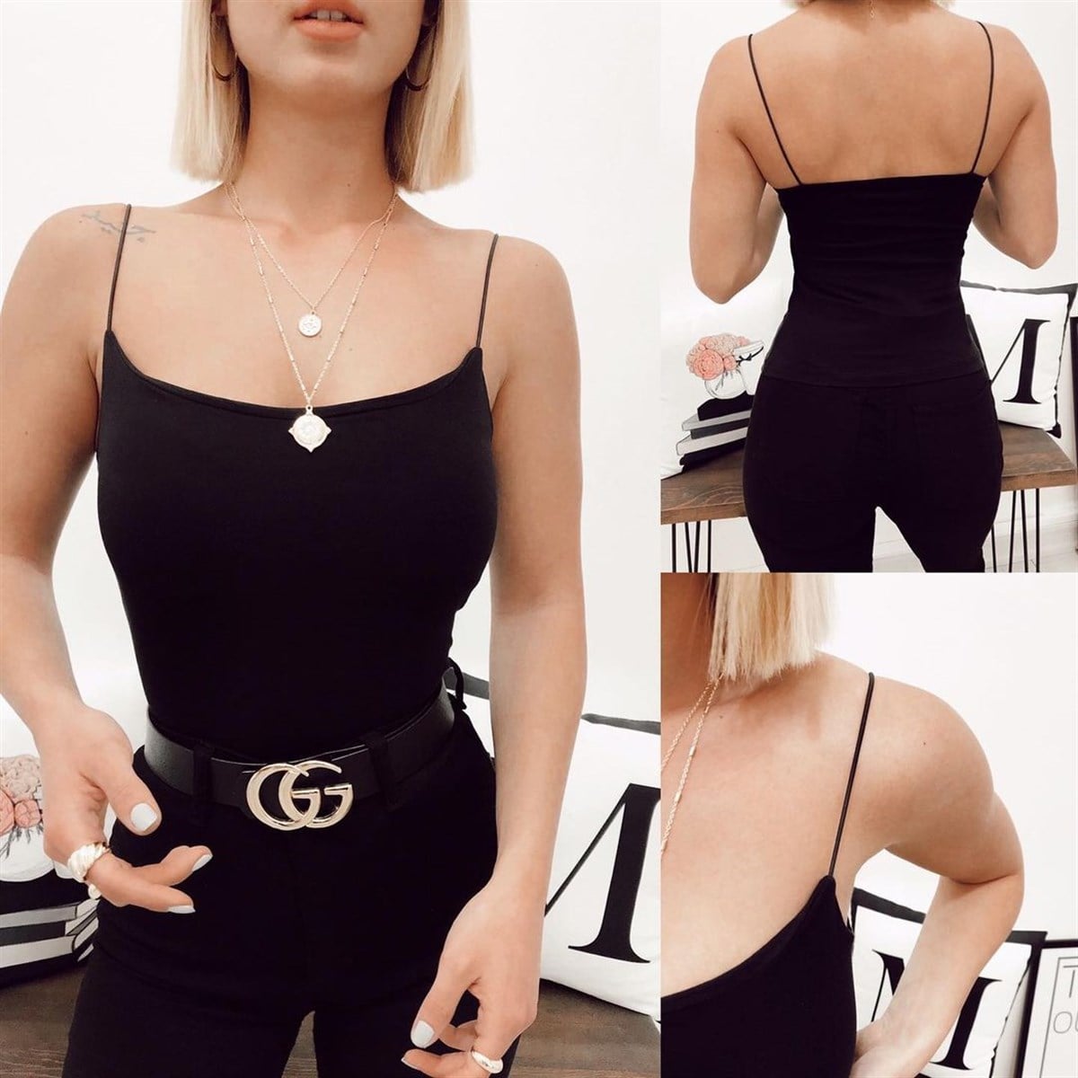 ÇİFT KAT İP ASKILI ATLET SİYAH