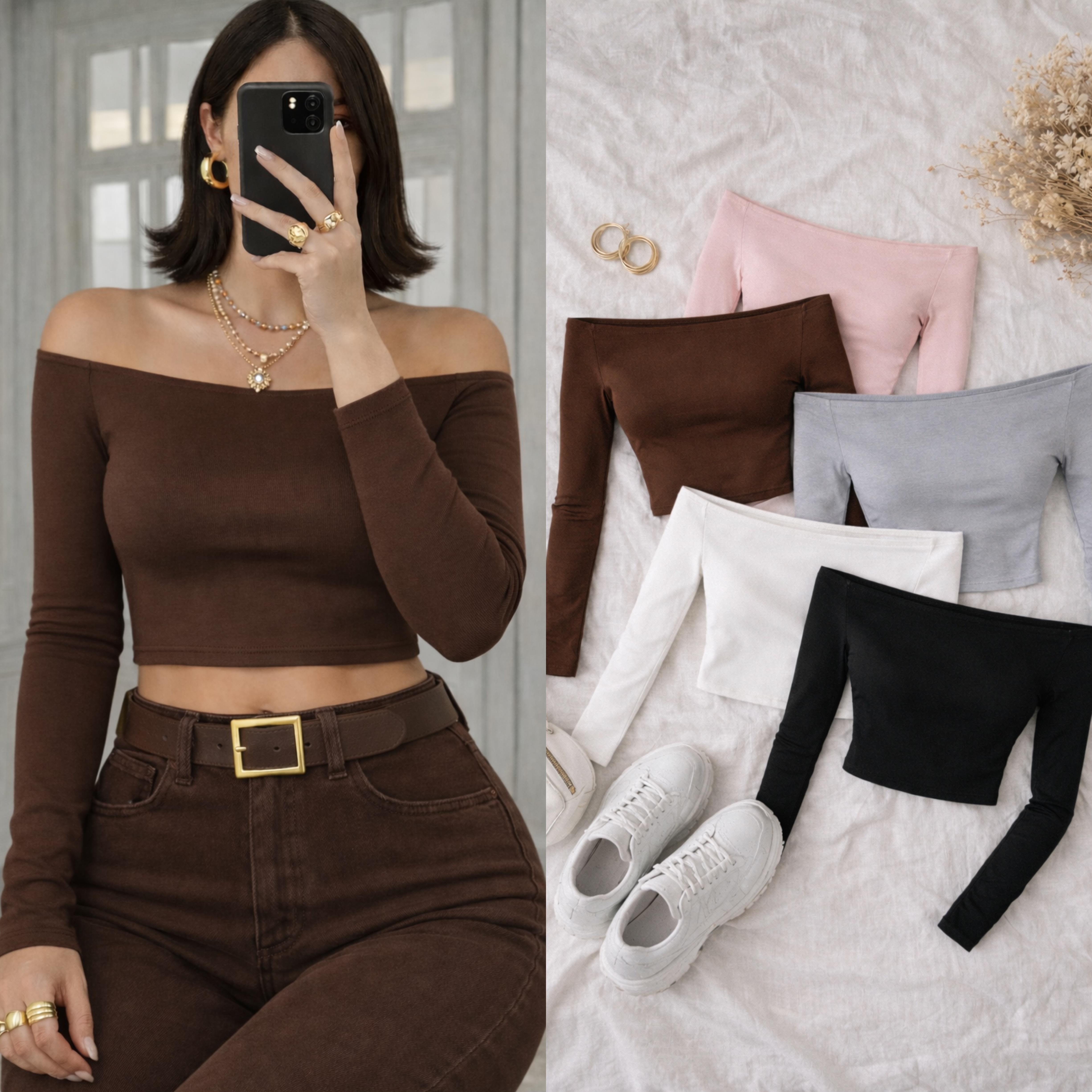 CREY KAYIK YAKA KAYMAZ BLUZ