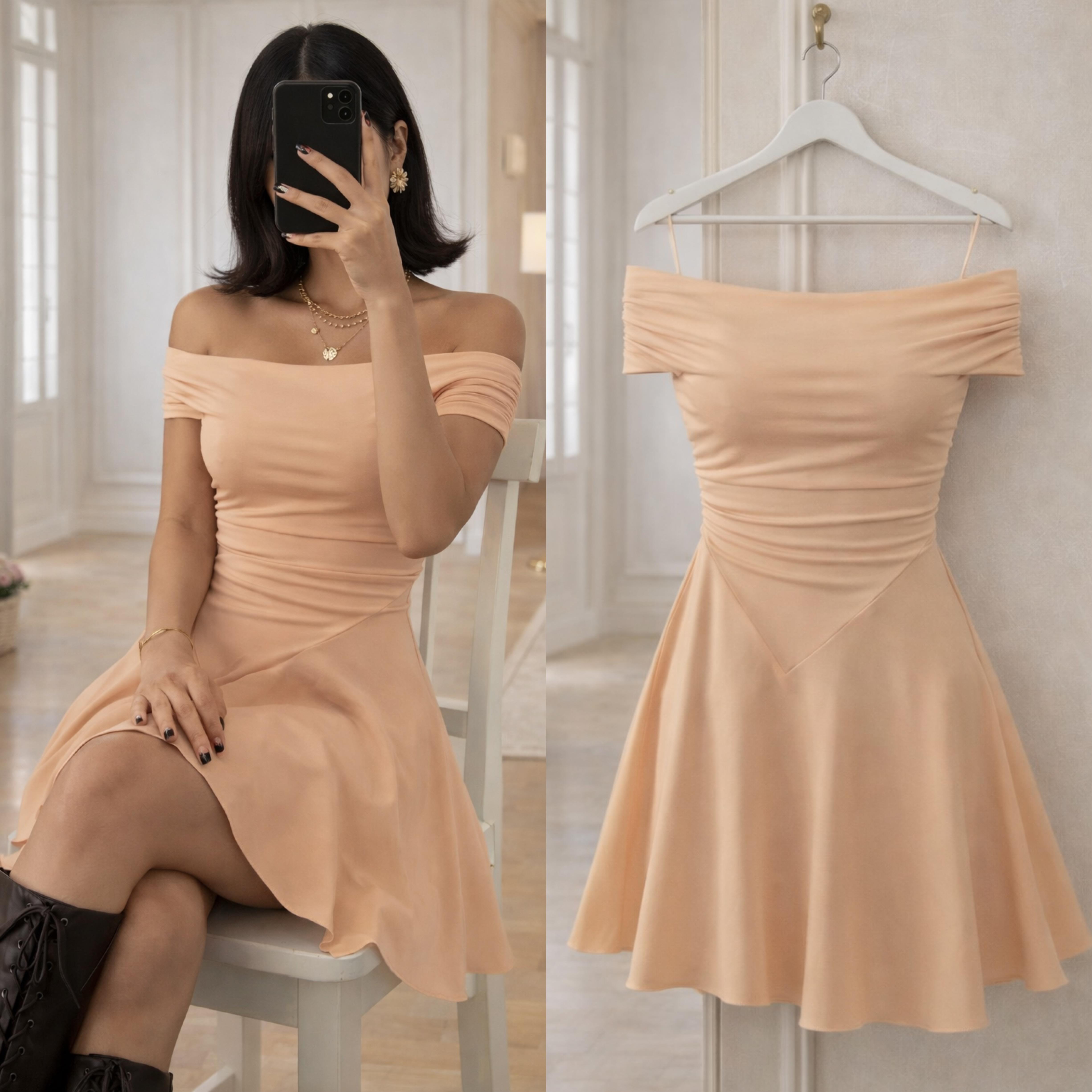 DINNA KAYIK YAKA MİNİ ELBİSE