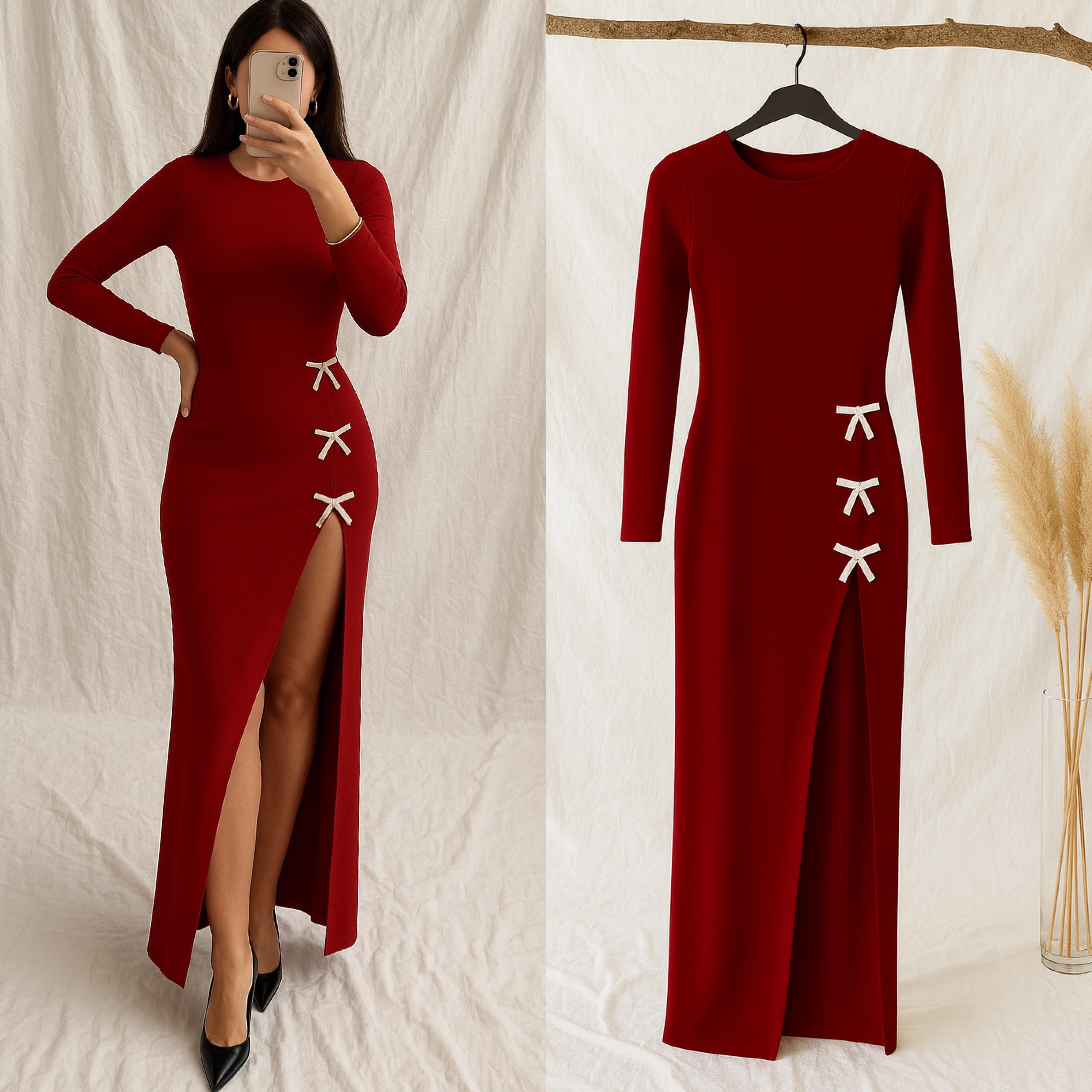 DOLCE KURDELELİ ELBİSE RED