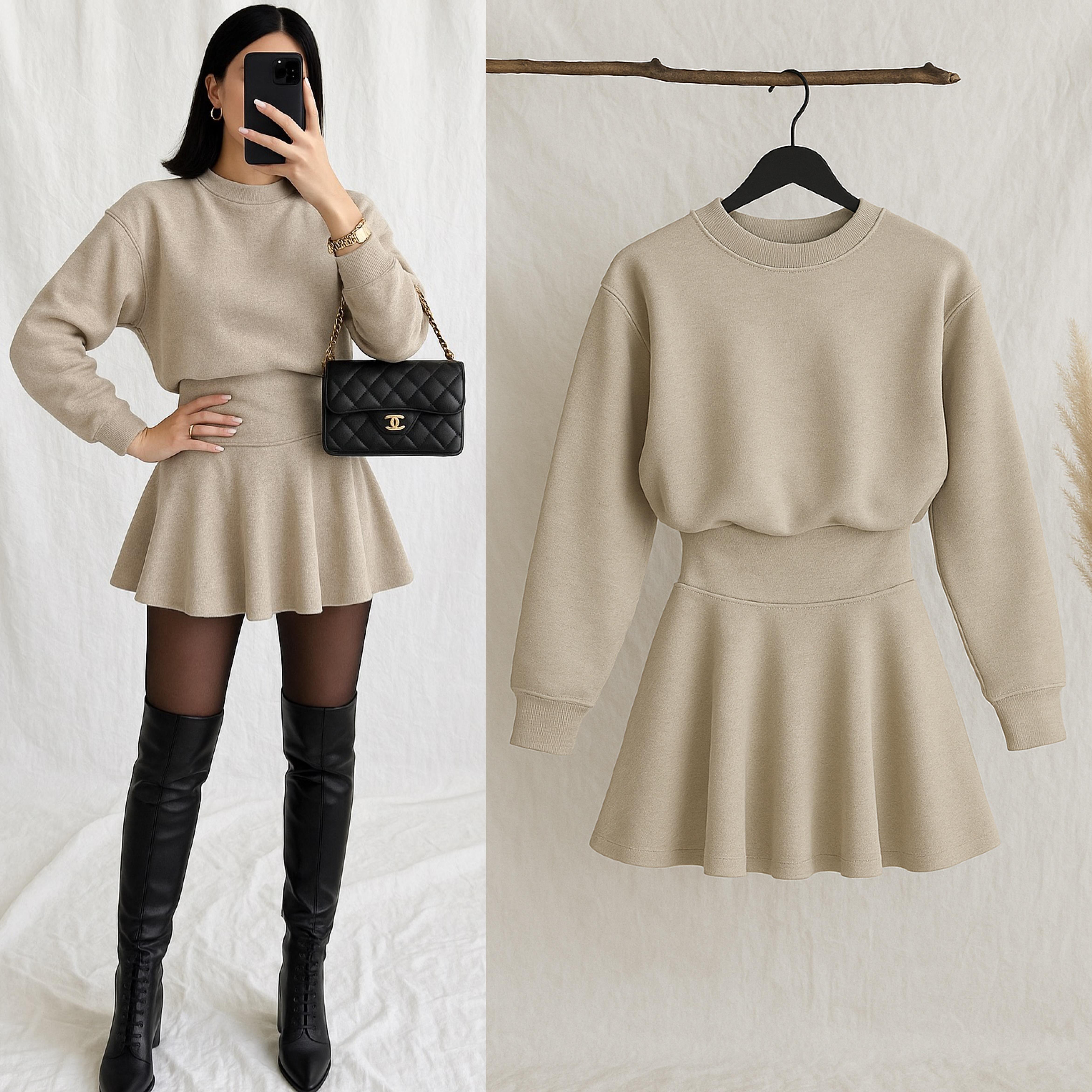 ELISY YUMOŞ TRİKO ELBİSE TAŞ