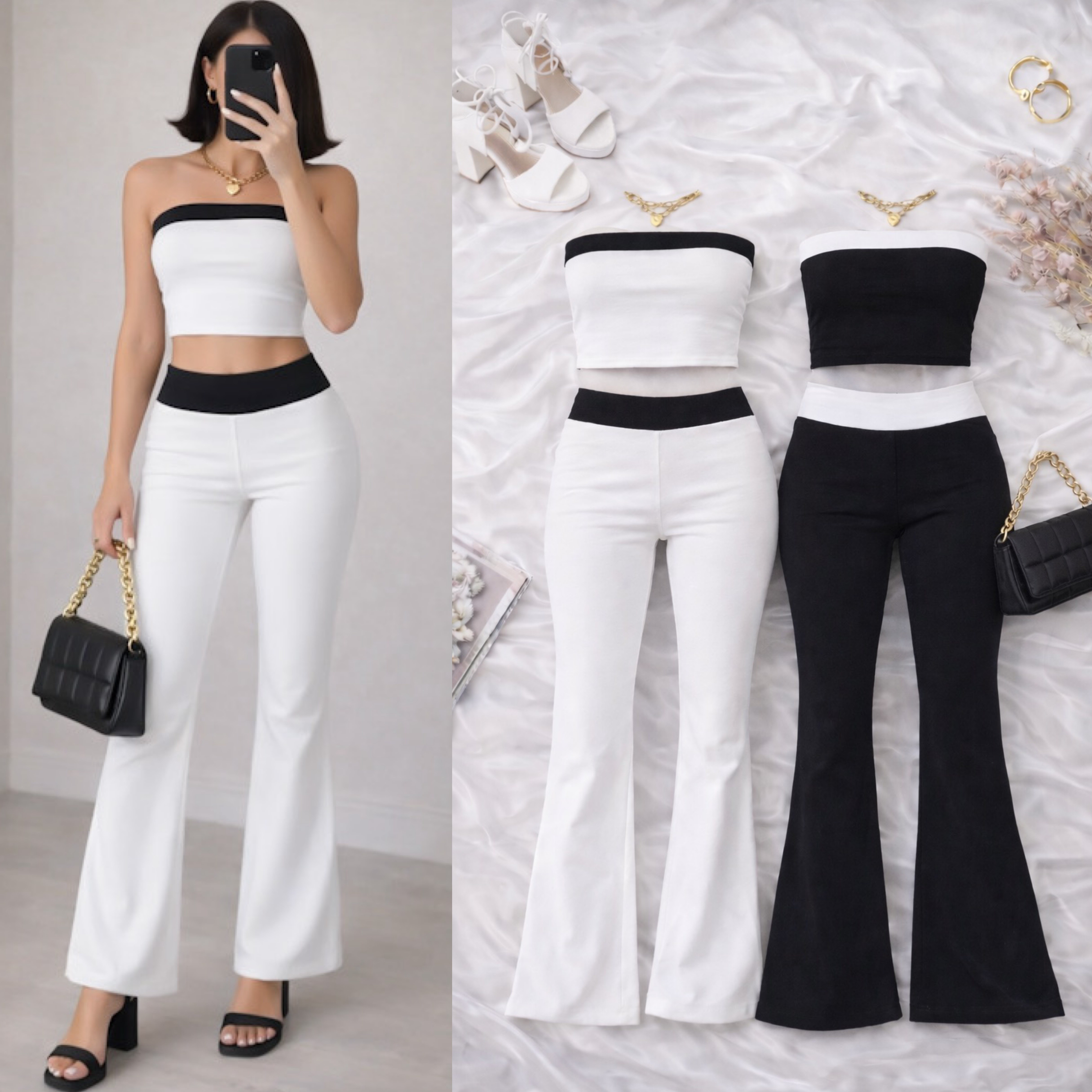 ELY STRAPLEZ BUSTİYER TAYT PANTOLON TAKIM