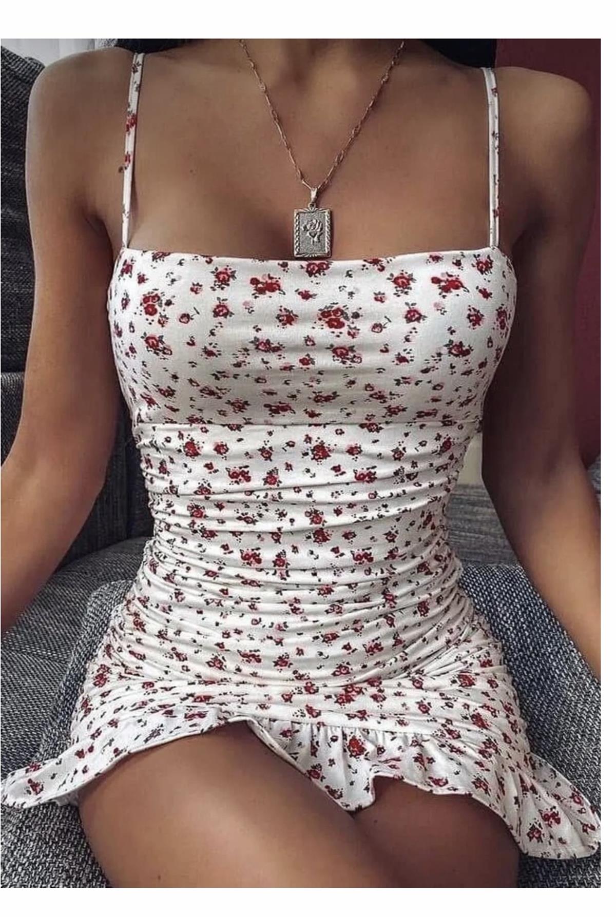 EMMA ÇİÇEKLİ ASTARLI ELBİSE 