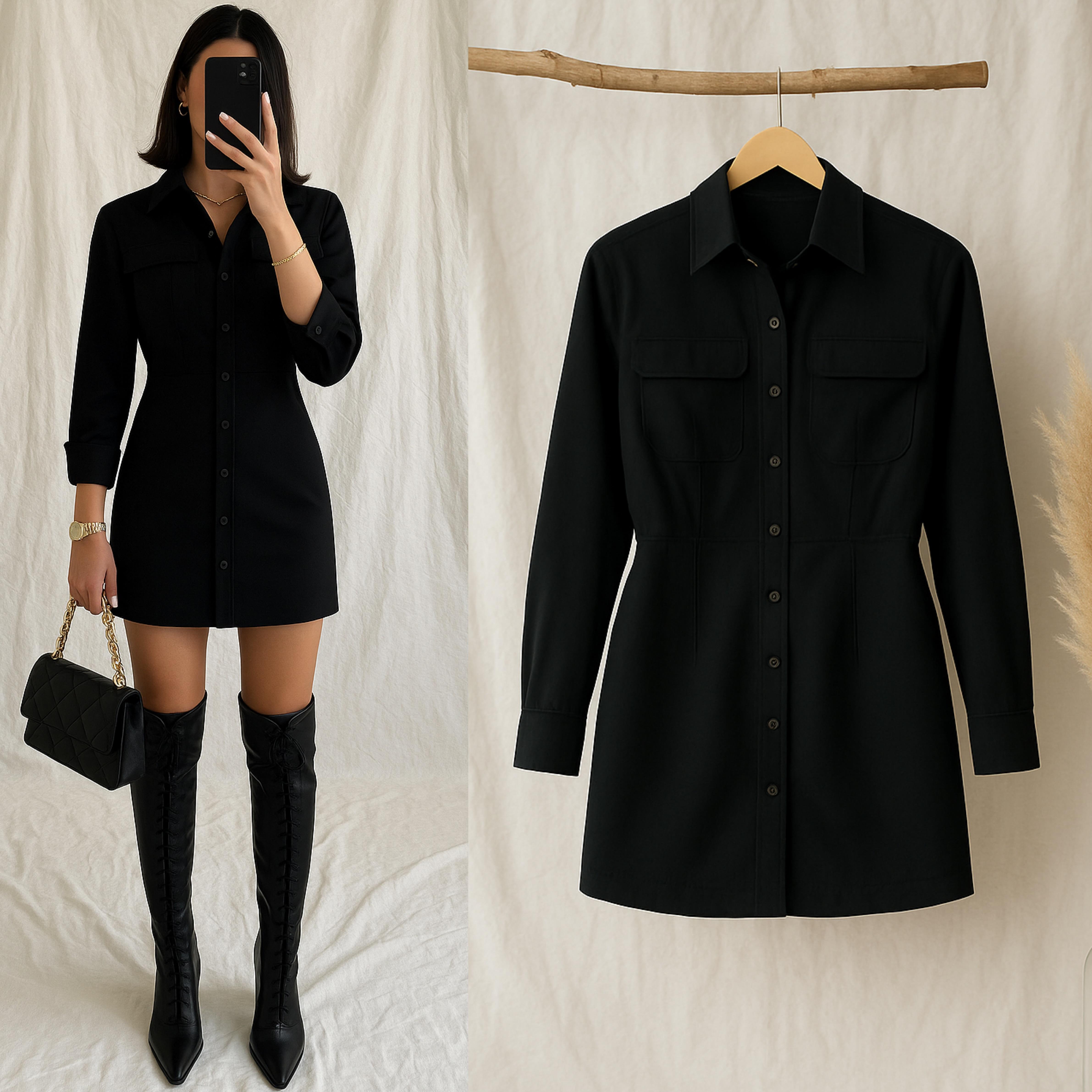 ENYA CEPLİ GÖMLEK ELBİSE