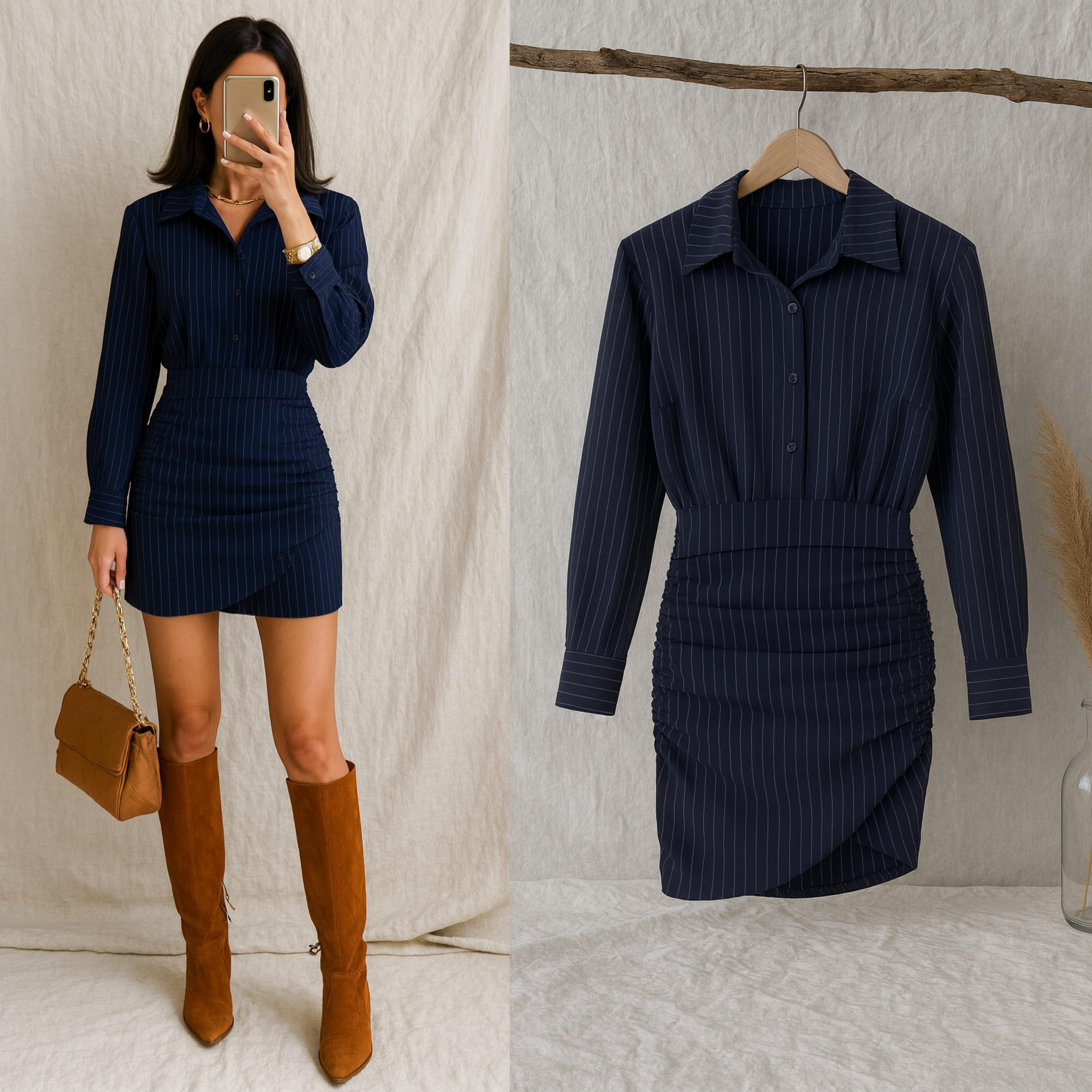 FARIA ÇİZGİLİ GÖMLEK ELBİSE