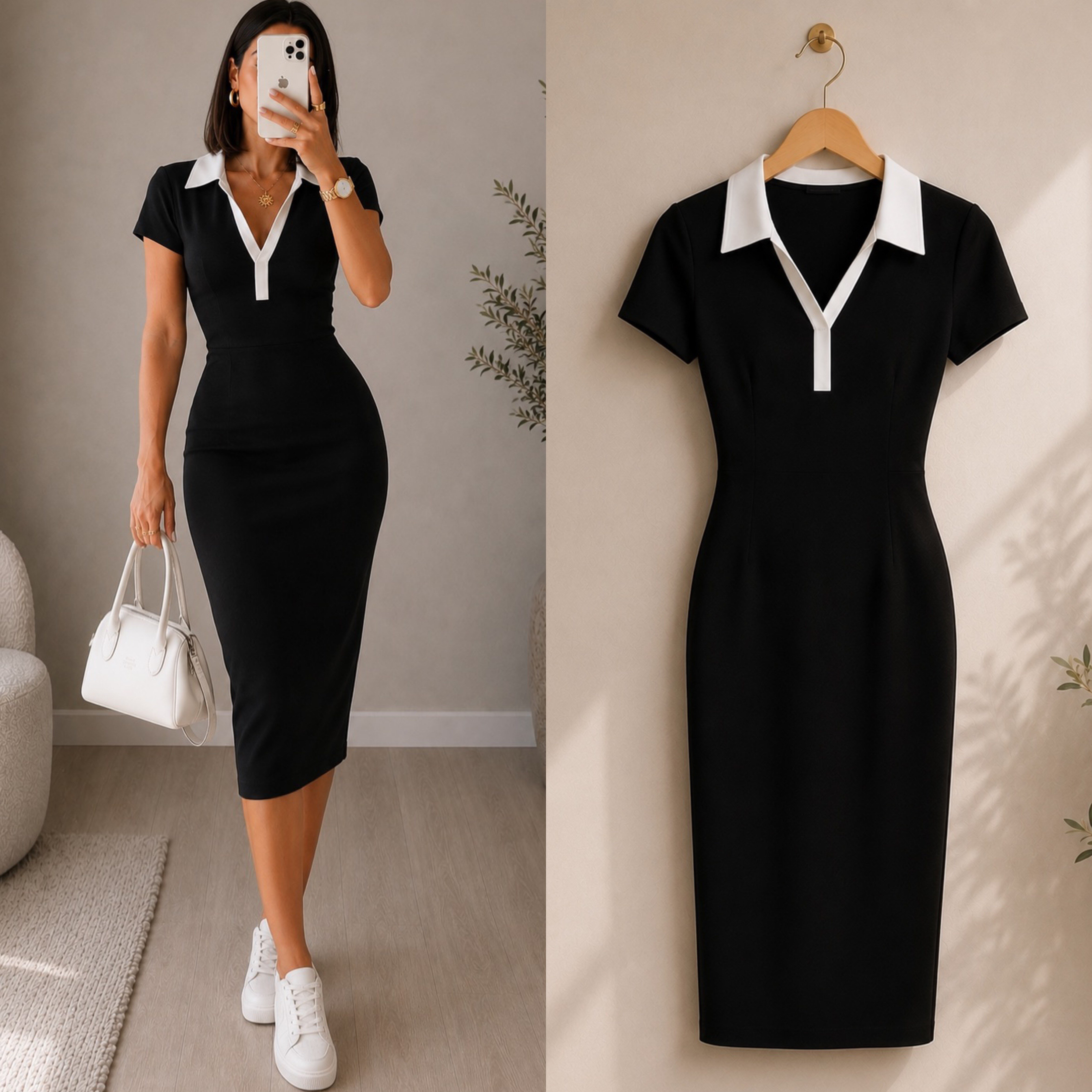 FIONSA POLO YAKA ESNEK ELBİSE