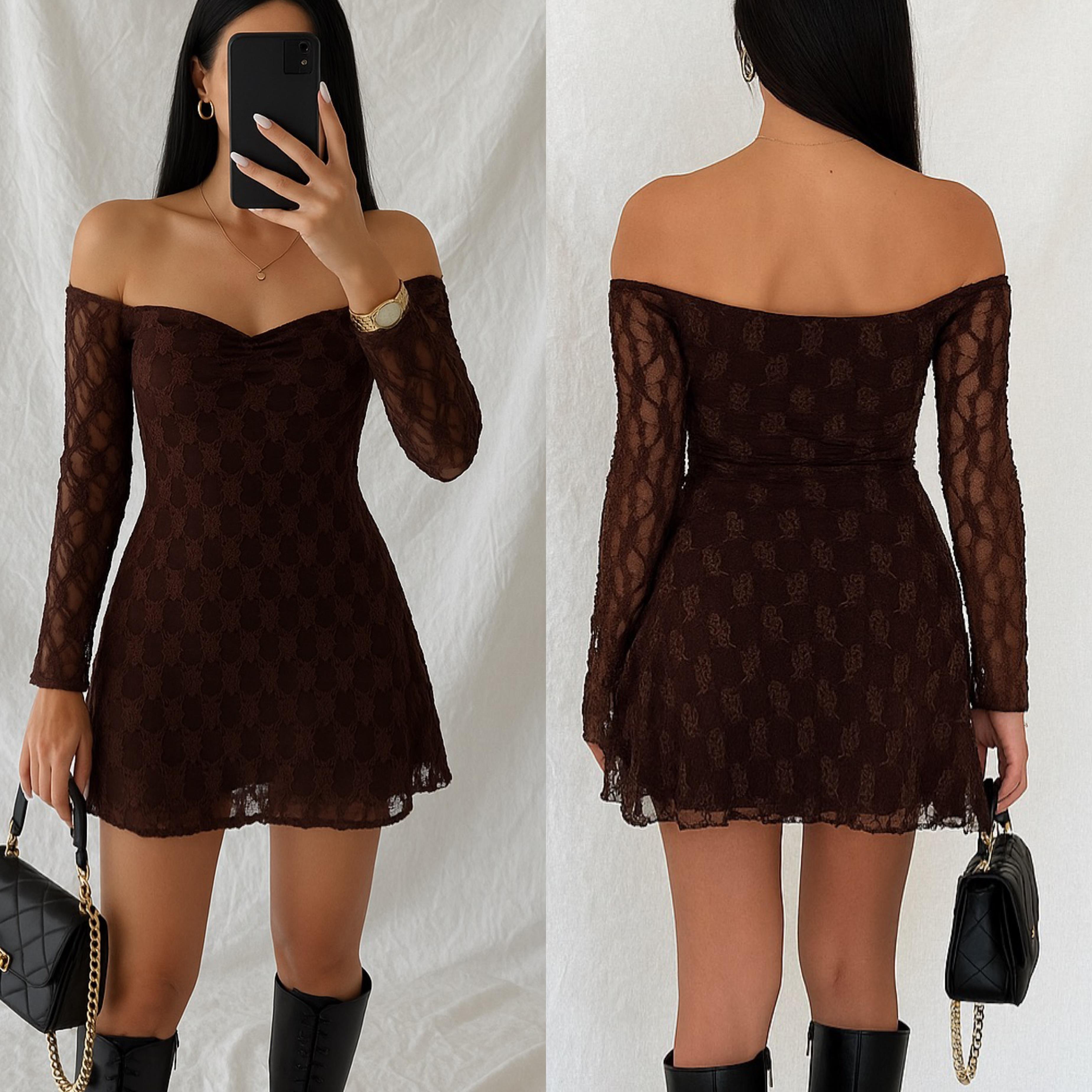 FRANCES ASTARLI TÜL ELBİSE KAHVE