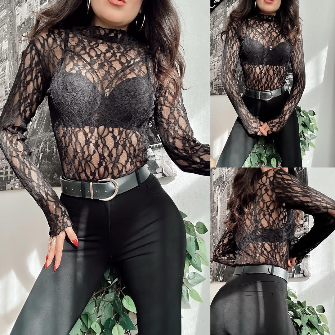 GIGI DANTELLİ BLUZ SİYAH