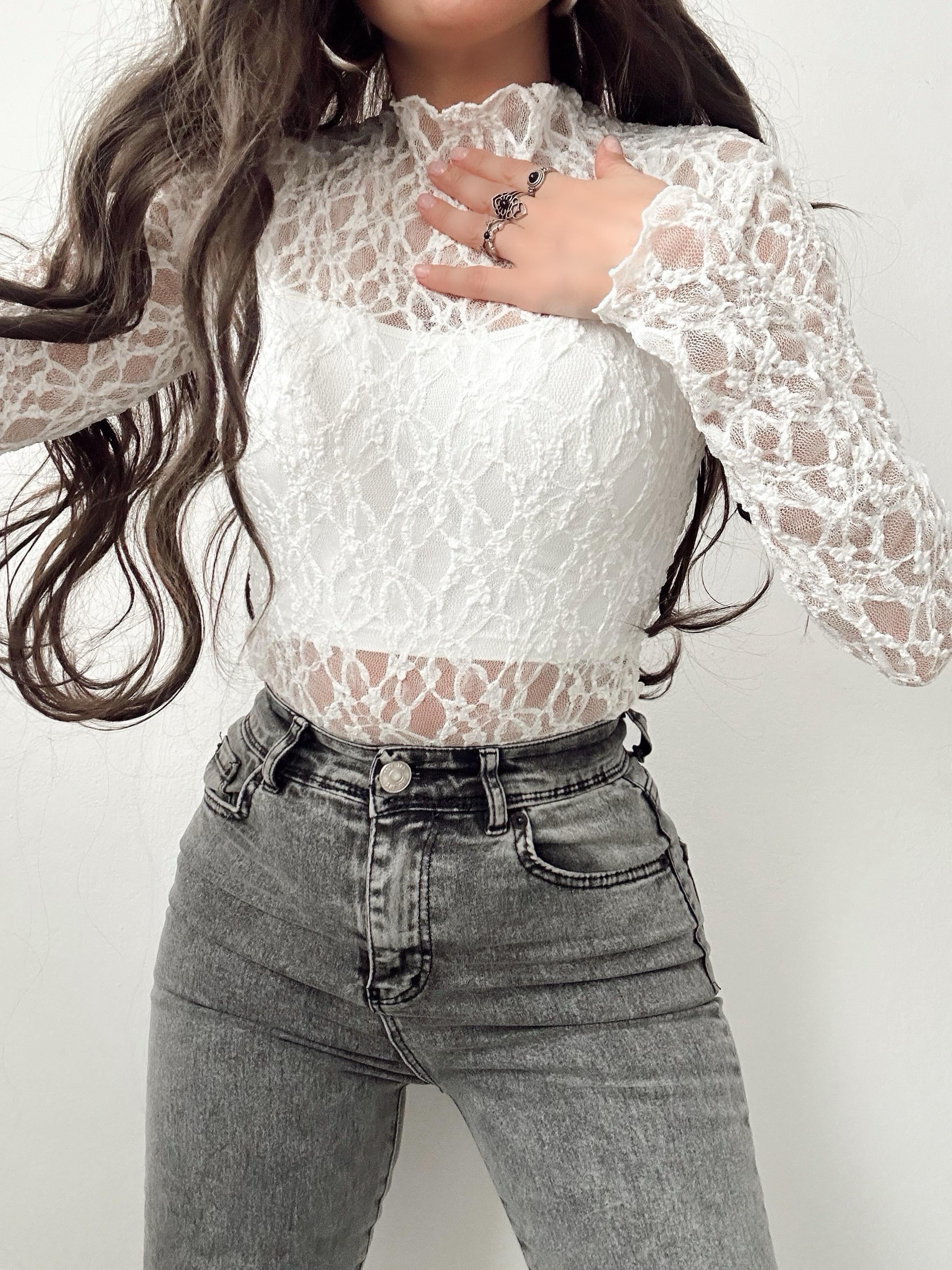 GIGI  TÜL BLUZ BEYAZ