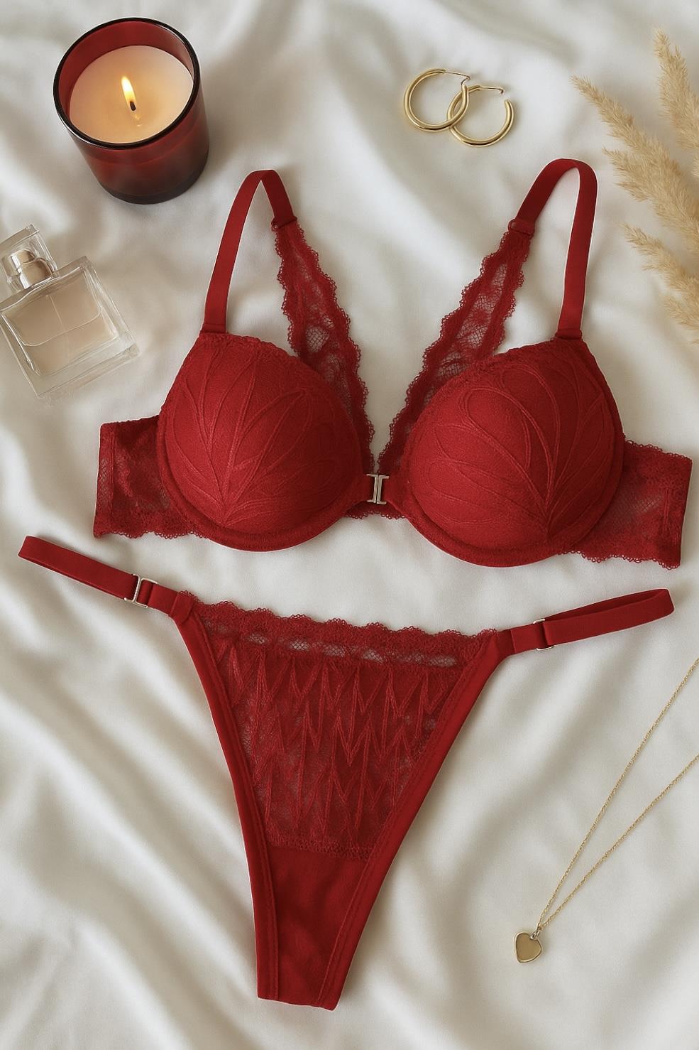 HANNAH PUSH UP DOLGULU İÇ ÇAMAŞIRI TAKIM KIRMIZI