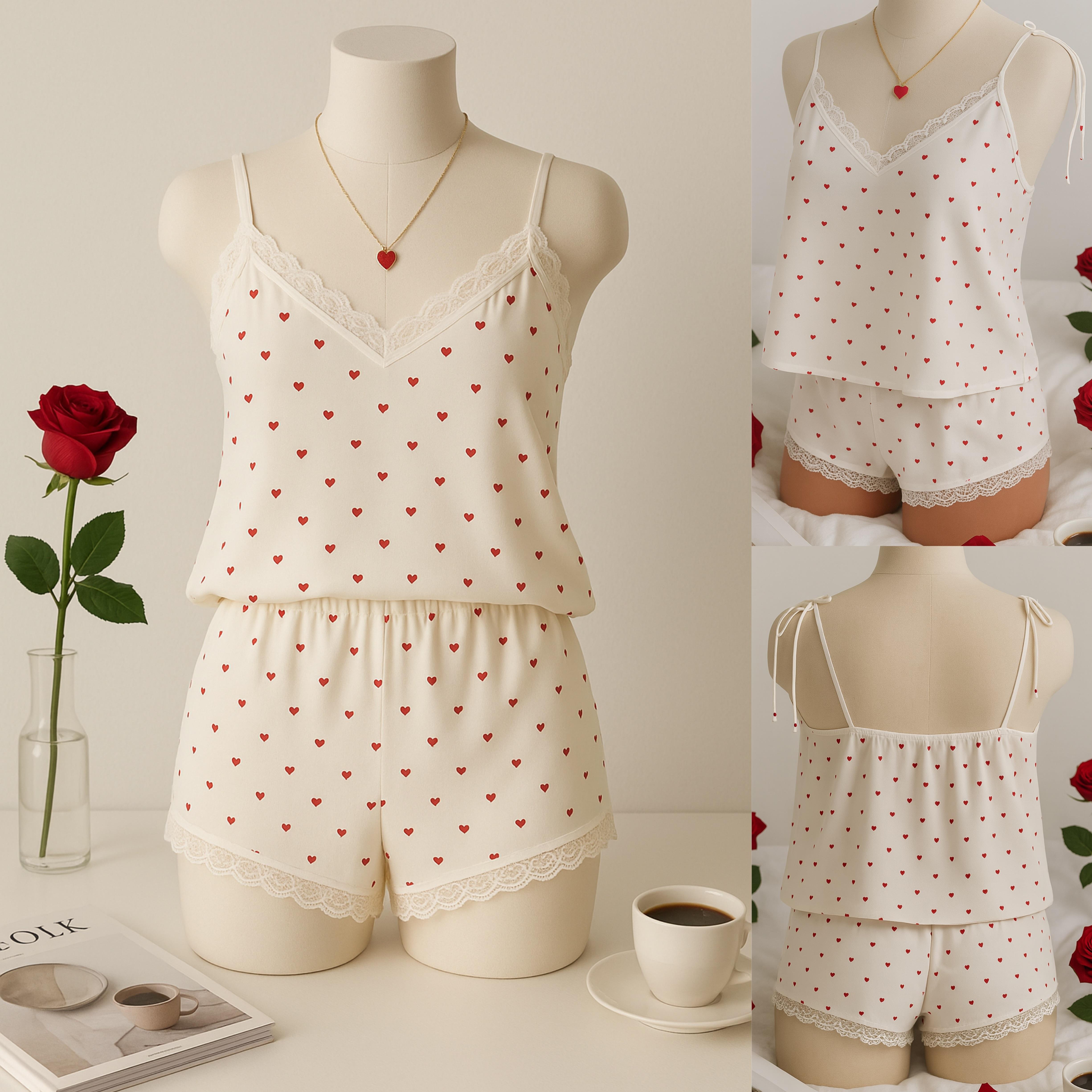 HEARTLOVE PAMUKSATEN ŞORTLU TAKIM
